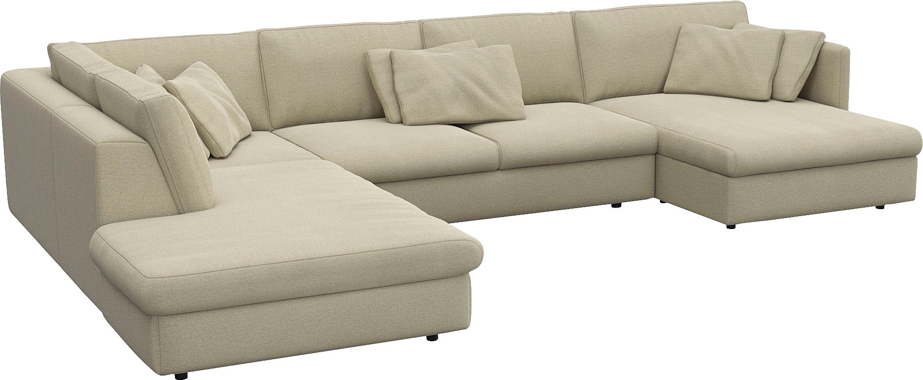 FLEXLUX Wohnlandschaft »Lovane, u-Form, bequem und komfortabel«, Weich & anschmiegsam, große Sitztiefe auf Kaltschaum, Dekokissen inkl.