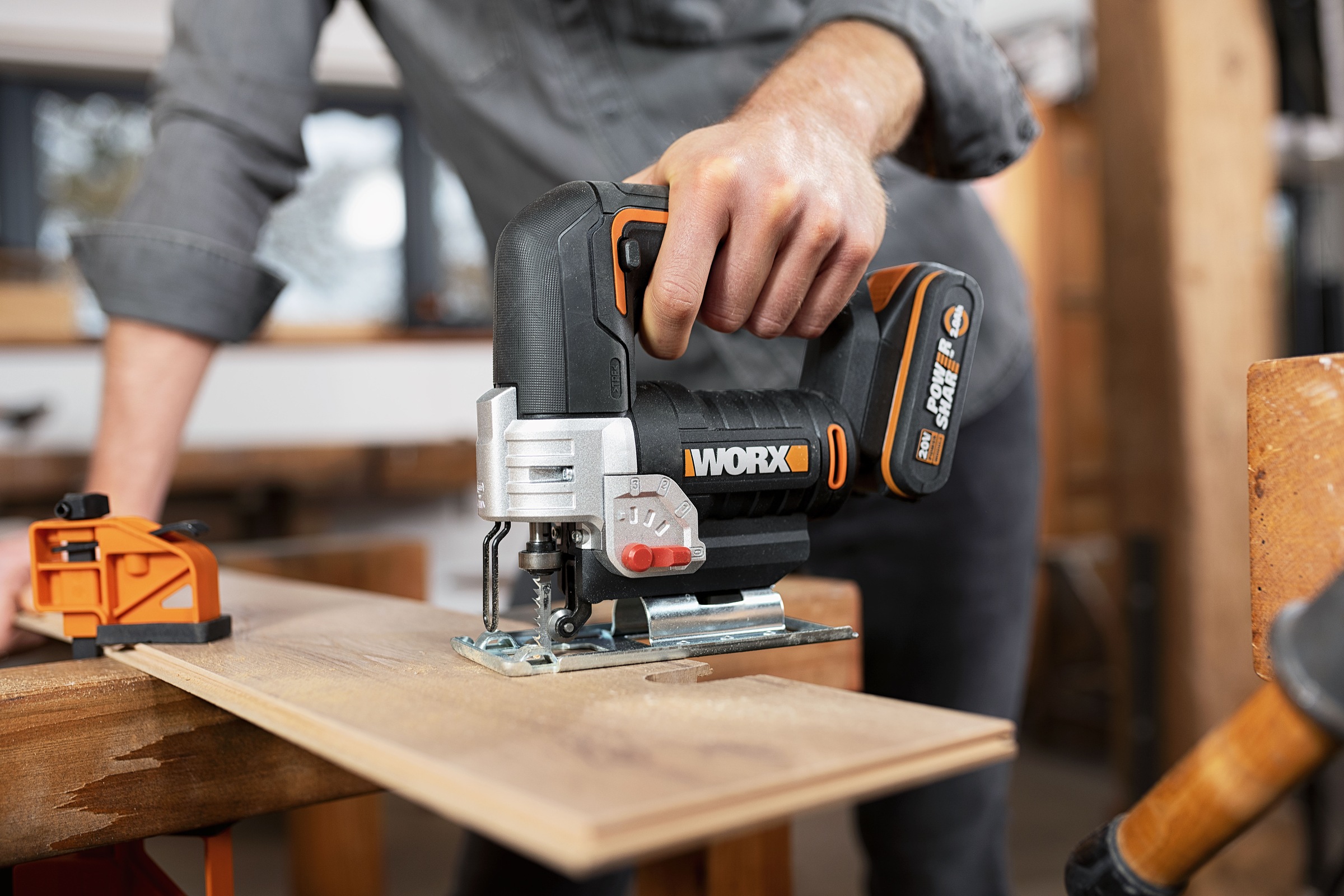 Worx Akku-Stichsäge »WX543.9«, mit Absaug-Adapter, 45° Gehrungsschnitte, ohne Akku & Ladegerät