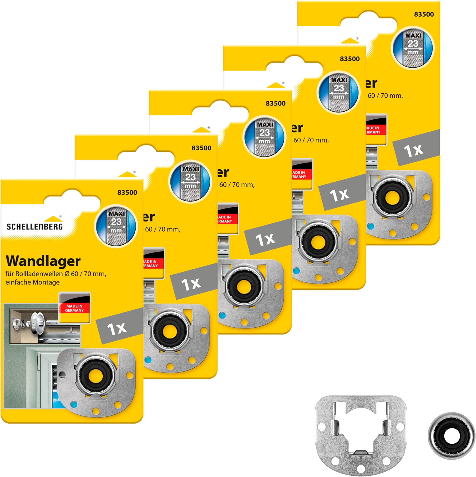 SCHELLENBERG Wandlager »Maxi für Achtkantwellen mit 60 bis 70 mm Durchmesser«, inkl. Kugellager zur Verbindung zwischen Wand und Walzenhülse
