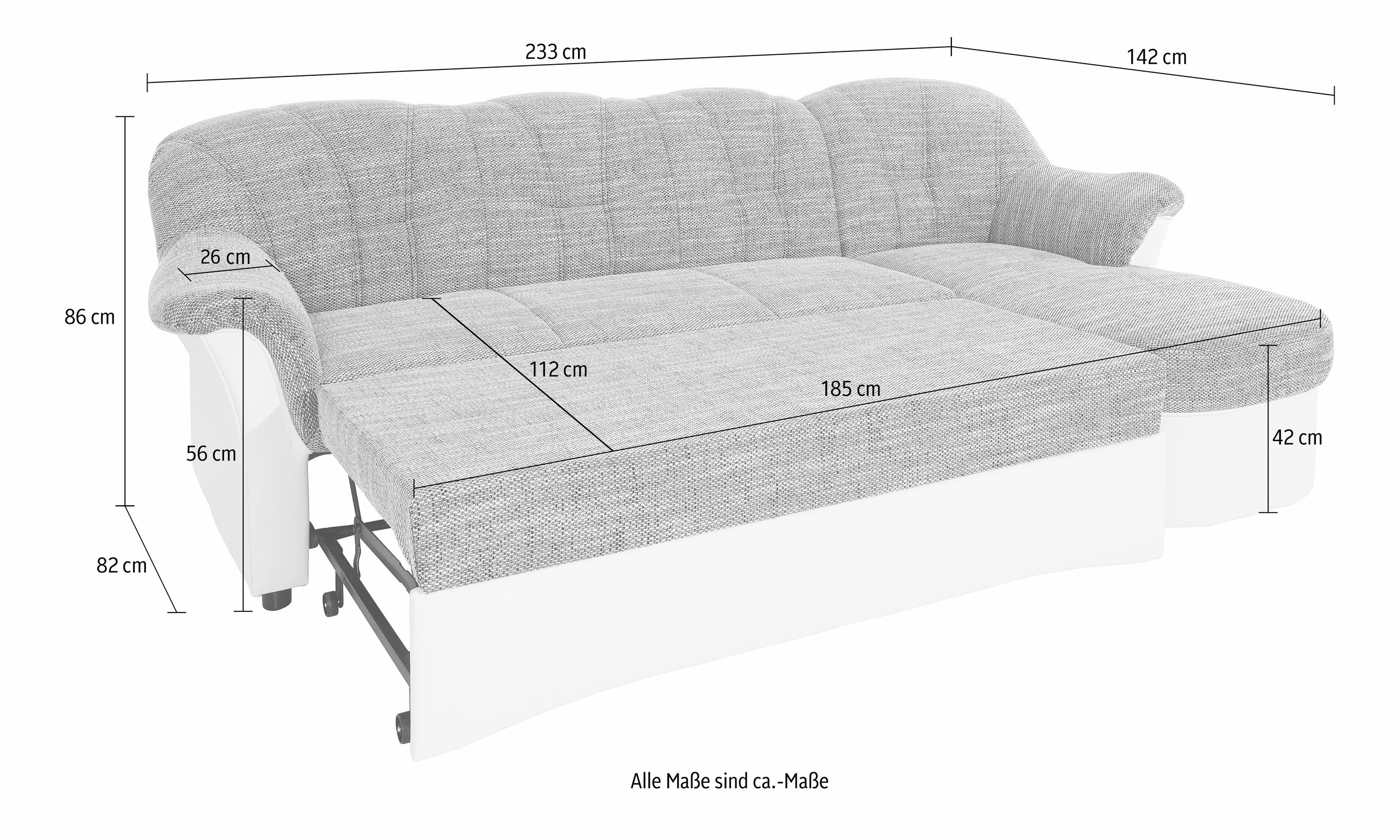 DOMO collection Ecksofa »Flores Schlafsofa, B/T/H: 233/142/86 cm, L-Form«, wahlweise mit Bettfunktion, wahlweise mit Federkern, auch in Leder