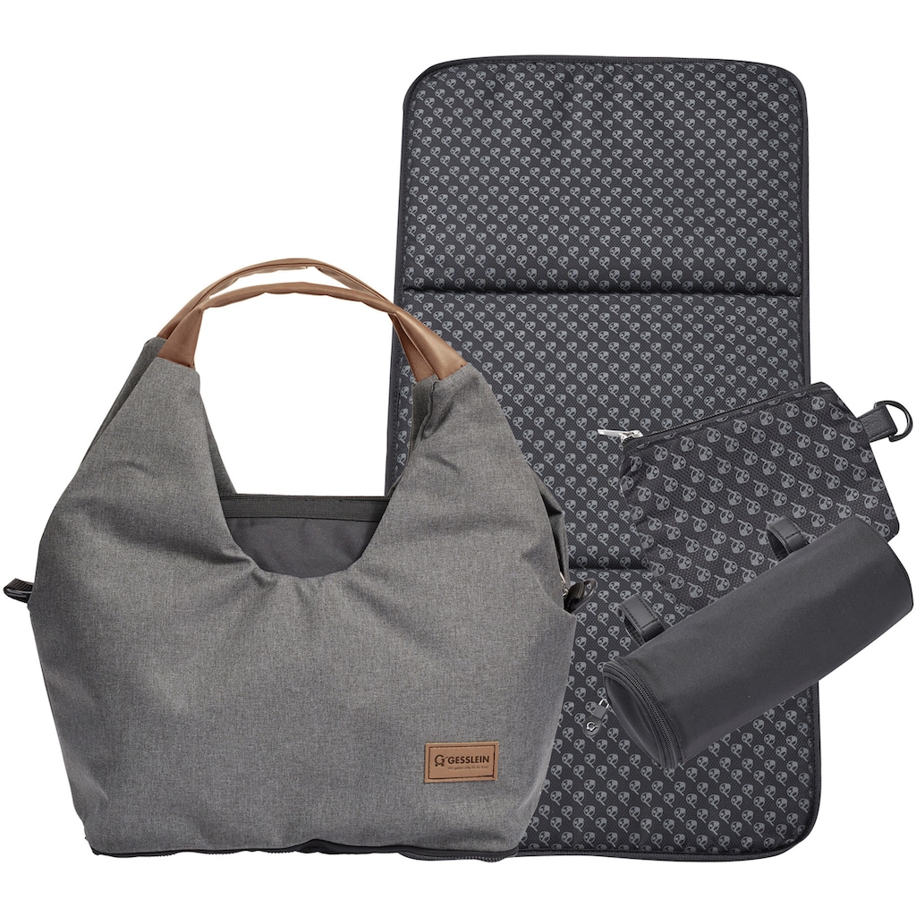 Gesslein Wickeltasche »N°5, anthrazit/tabak«, mit Wickelauflage und Flaschenhalter, Made in Germany