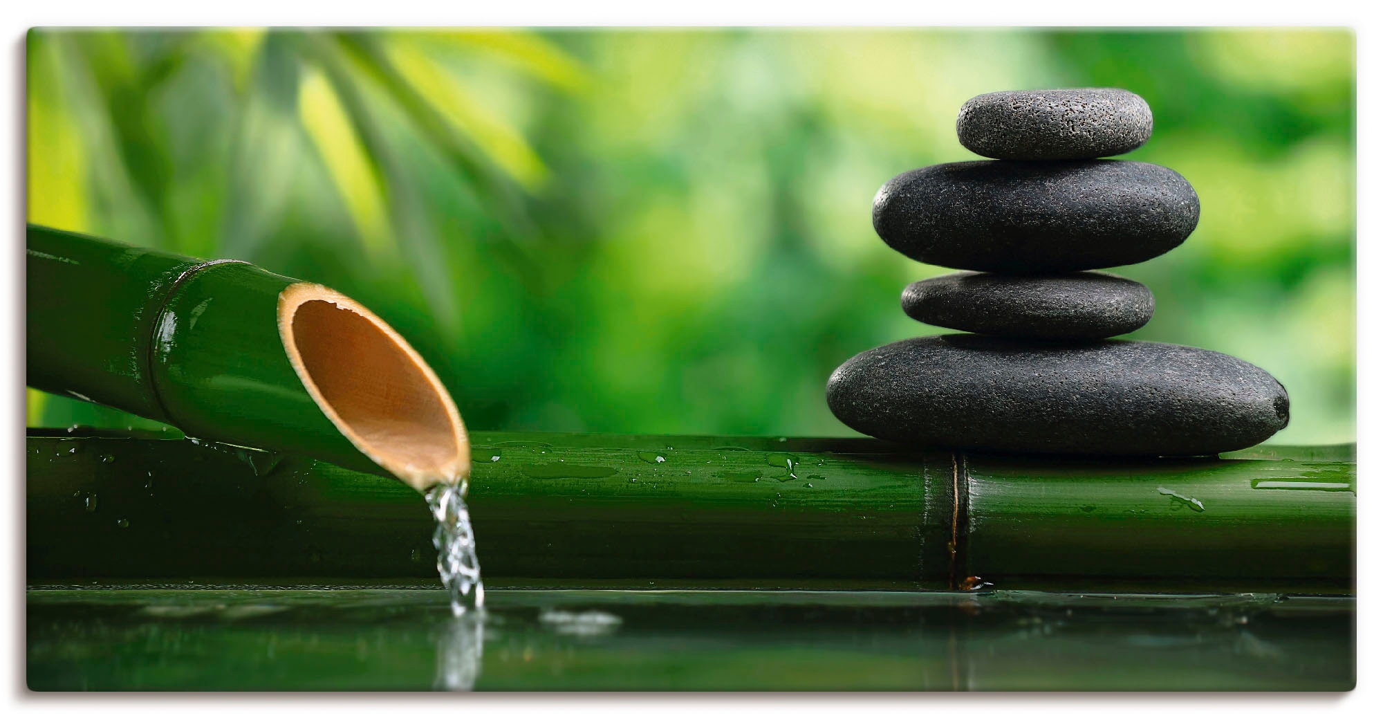 Artland Leinwandbild »Bambusbrunnen und Zen-Stein« Zen 1 Stk. tlg. auf Holz günstig online kaufen