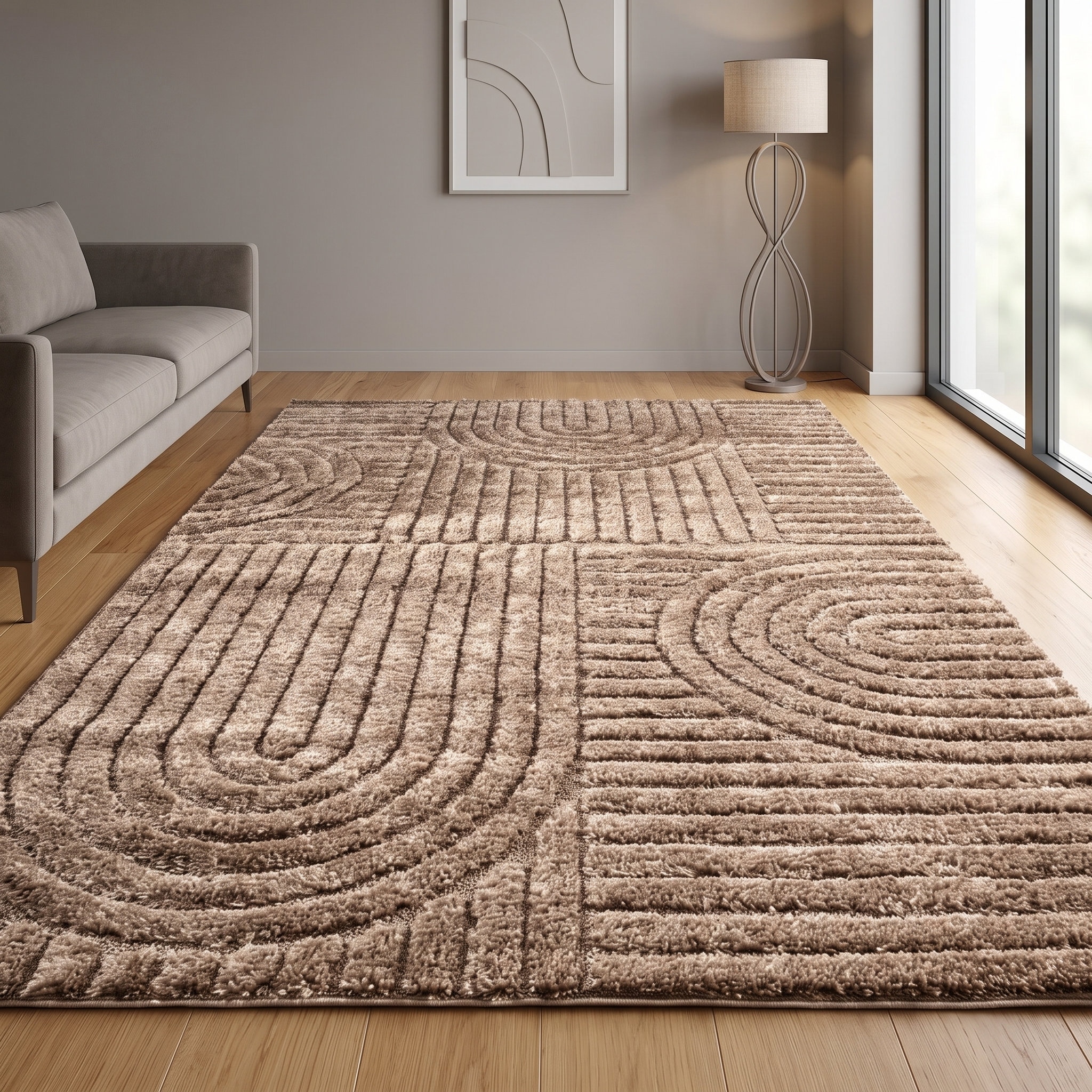 OTTO home Teppich »Jonne, Boho-Design, Scandi, Designteppich« rechteckig 20 mm Höhe Hoch-Tief, 3D Optik, skandinavischer Stil, Wohnzimmer, Schlafzimmer