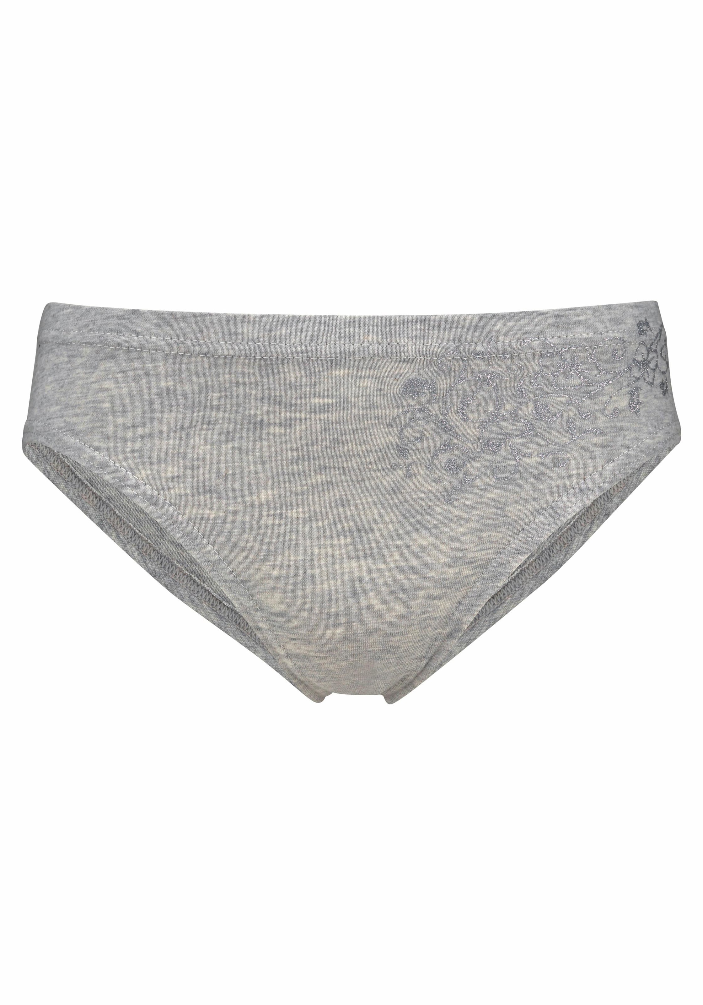 petite fleur Bikinislip, (Packung, 4 St.), schöner Basic für jeden Tag, mit floralem Glitzerdruck