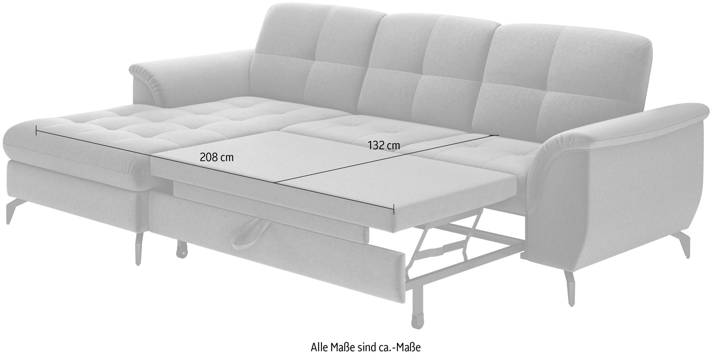 sit&more Ecksofa »Zora L-Form«, wahlweise mit Bettfunktion und Bettkasten