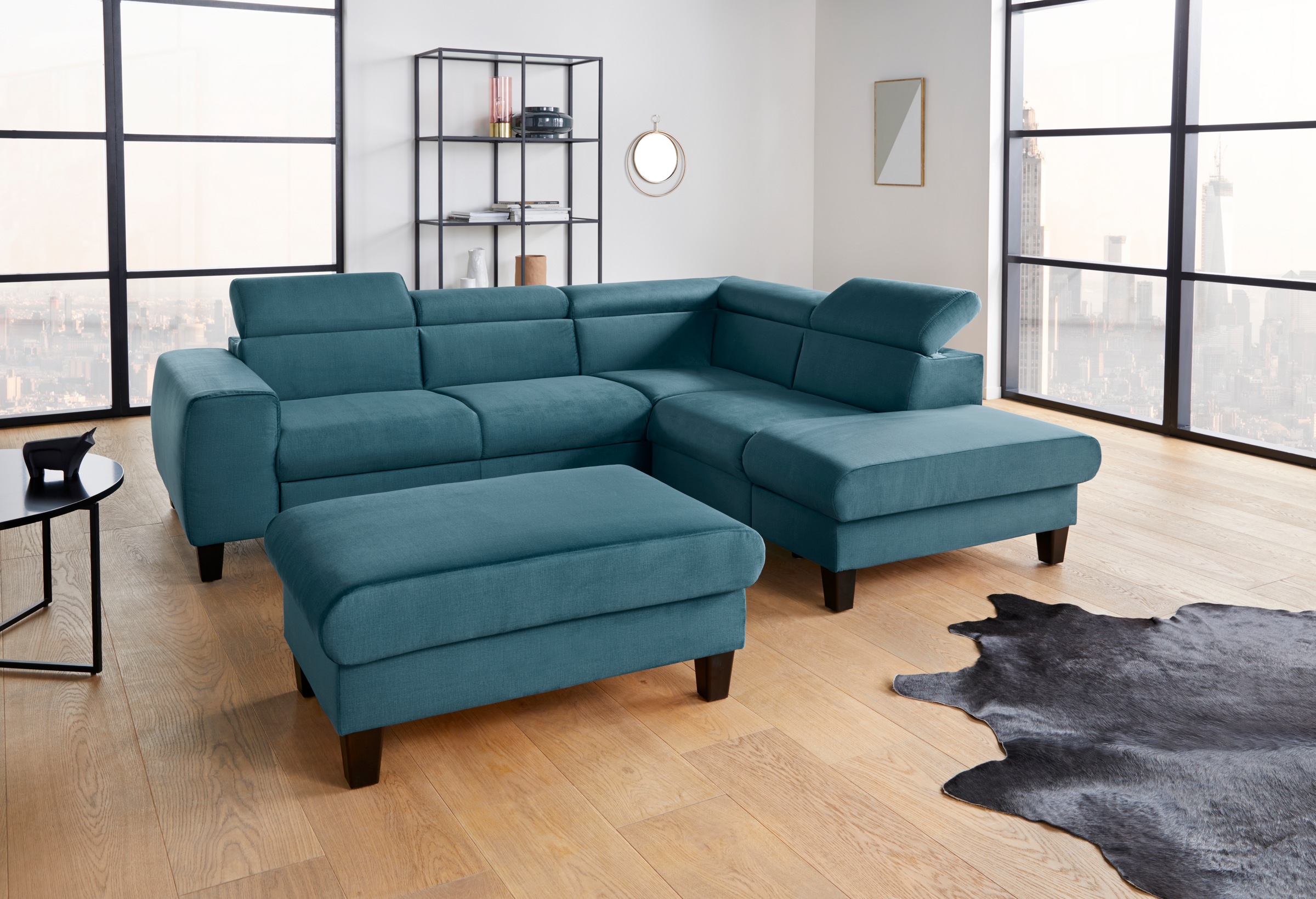COTTA Ecksofa »Morven L-Form mit Kopfteilverstellung«, wahlweise mit Bettfunktion, Bettkasten & Wireless-Charger