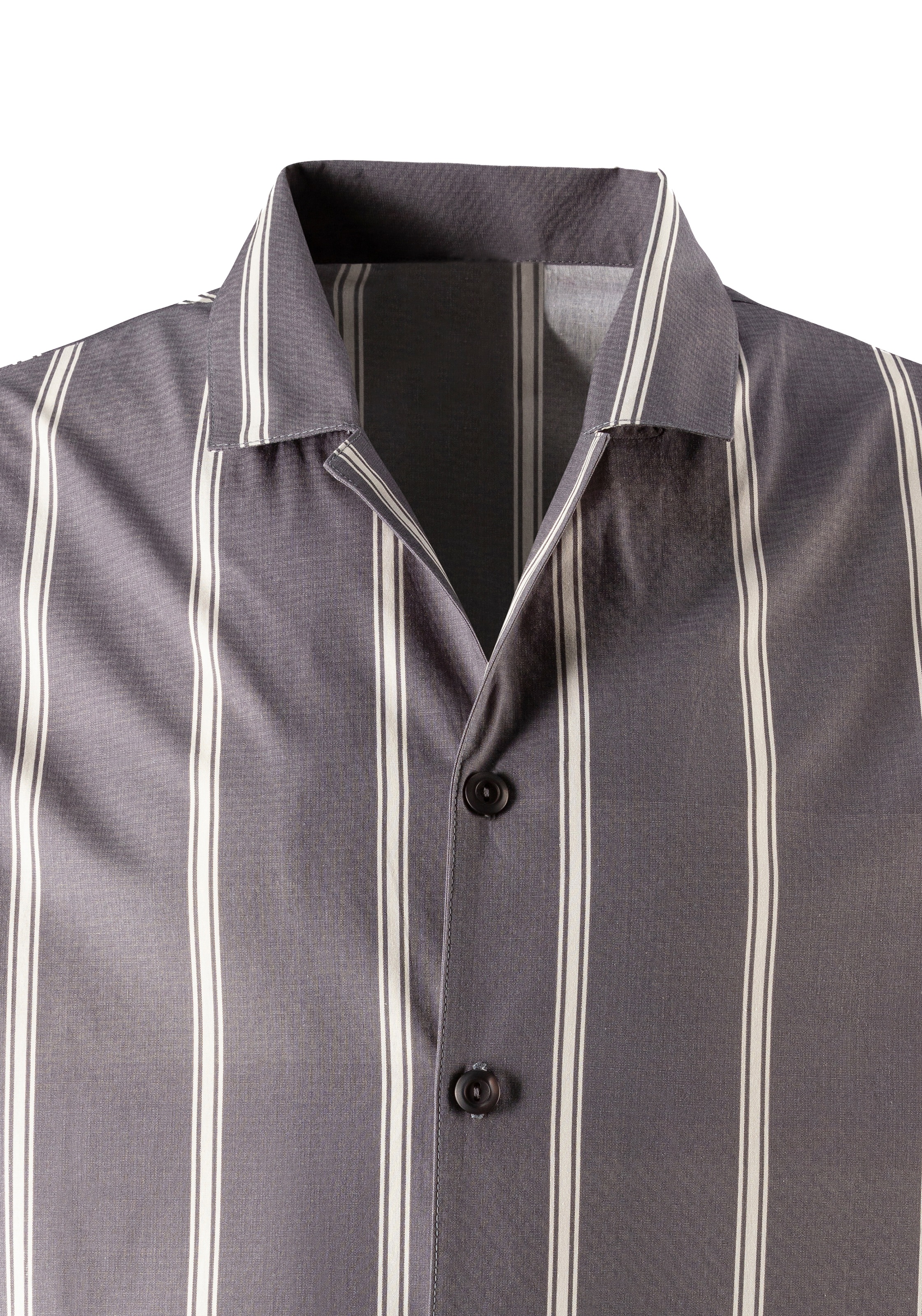 s.Oliver Pyjama, (2 tlg., 1 Stück), Schlafanzug mit Streifen und modischem Reverskragen