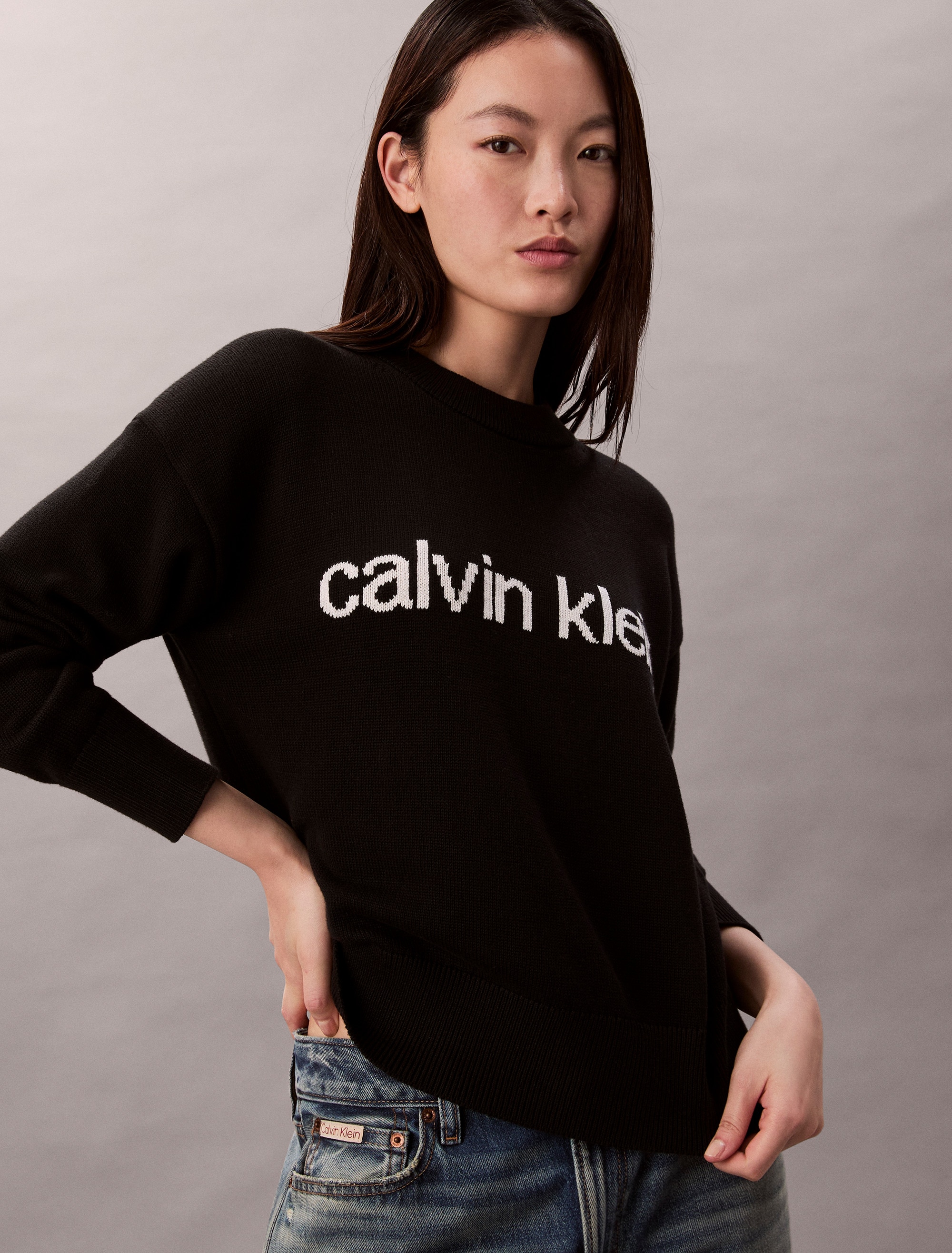 Calvin Klein Jeans Strickpullover »Cotton Graphic Pullover« Mit Rundhalsausschnitt
