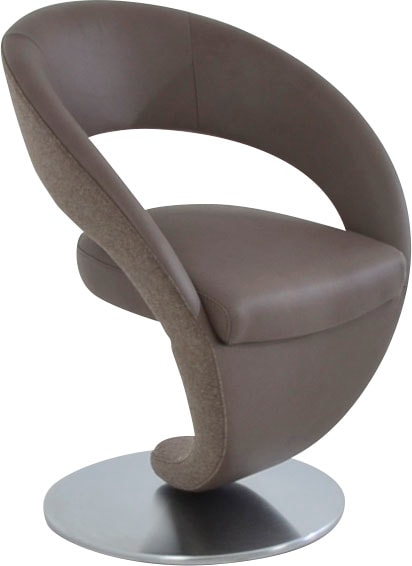 K+W Komfort & Wohnen Drehstuhl »Wave«, Leder CLOUD-Lodenstoff, Design-Drehstuhl, Drehteller in Metall edelstahloptik, Farbkombination