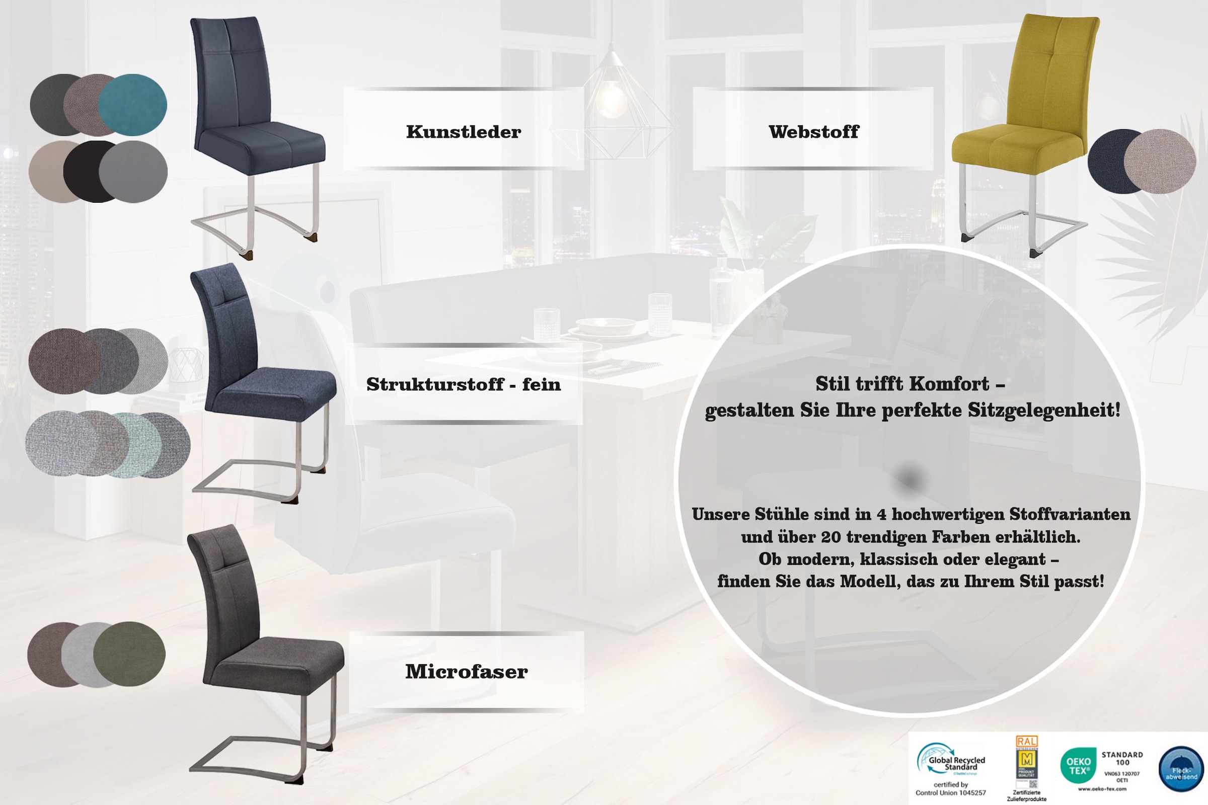 Home affaire Freischwinger »Rab«, (Set), 2 St., Kunstleder, Bezug in verschiedenen Qualitäten, maximale Belastbarkeit 120 kg