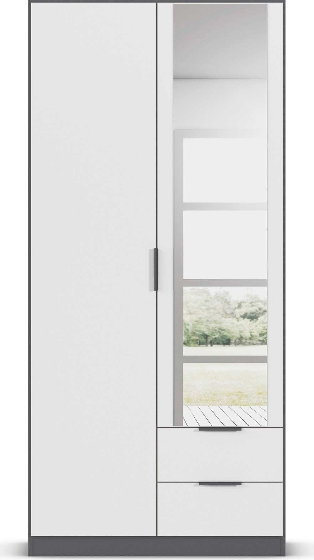 rauch Kleiderschrank »Drehtürenschrank Schrank Garderobe Ankleide Schlafzimmer LAGOA« 3 verschiedene Ausstattungen BASIC/CLASSIC/PREMIUM (inkl. SOFT-CLOSE),  geräumige Schubladen, 3 Breiten, optional mit Aufsatz MADE IN GERMANY