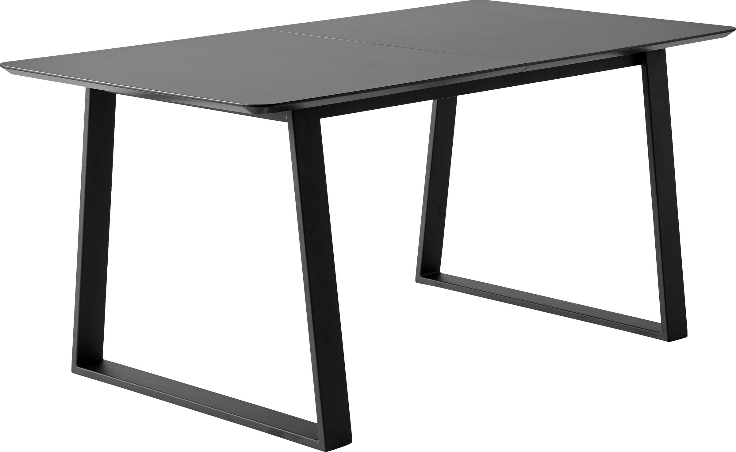Hammel Furniture Esstisch »Meza Designtisch mit Auszugsfunktion und 2 Einlegeplatten«, abgerundete Tischplatte MDF, Trapez Metallgestell