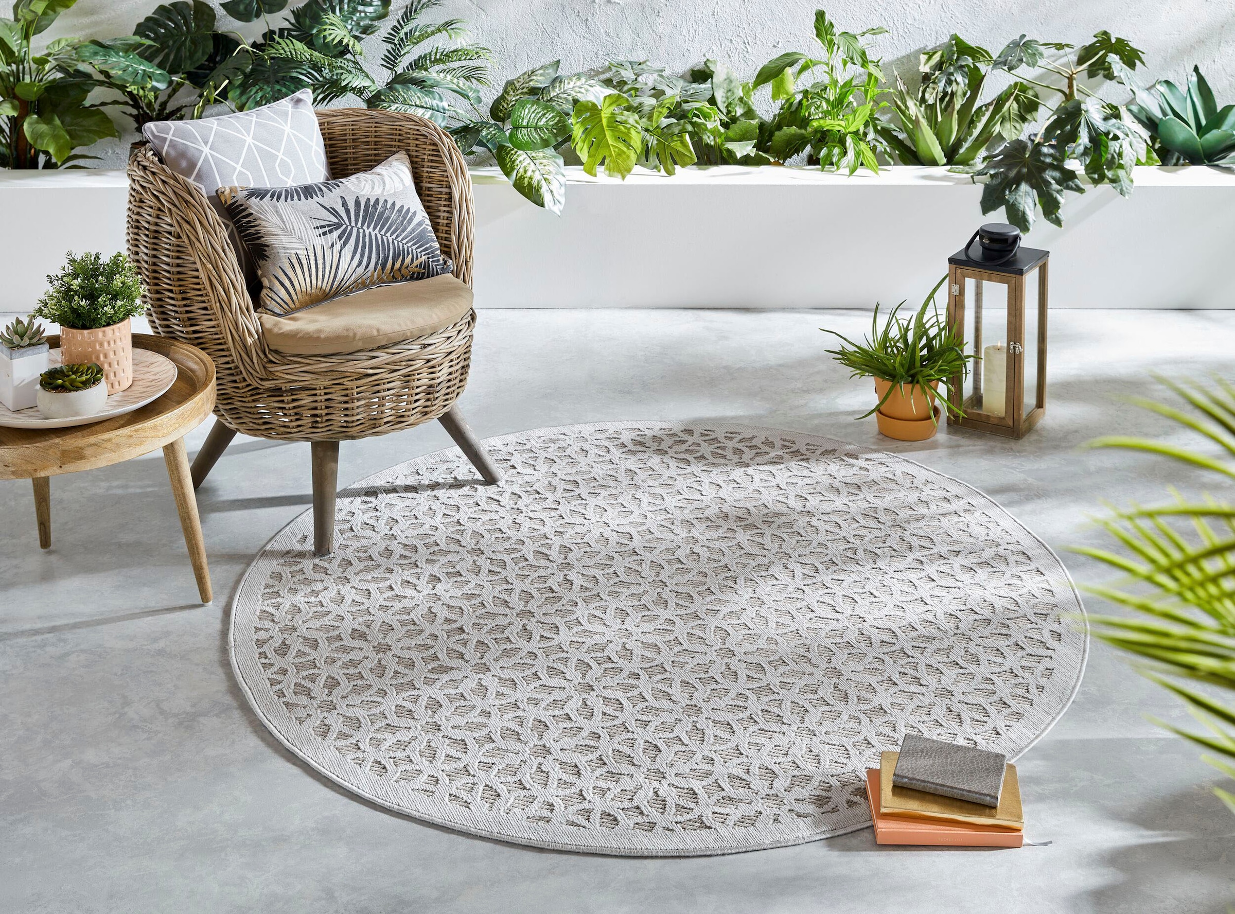 FLAIR RUGS Teppich »Argento«, rund, 40 mm Höhe, Geometrischer Teppich für d günstig online kaufen