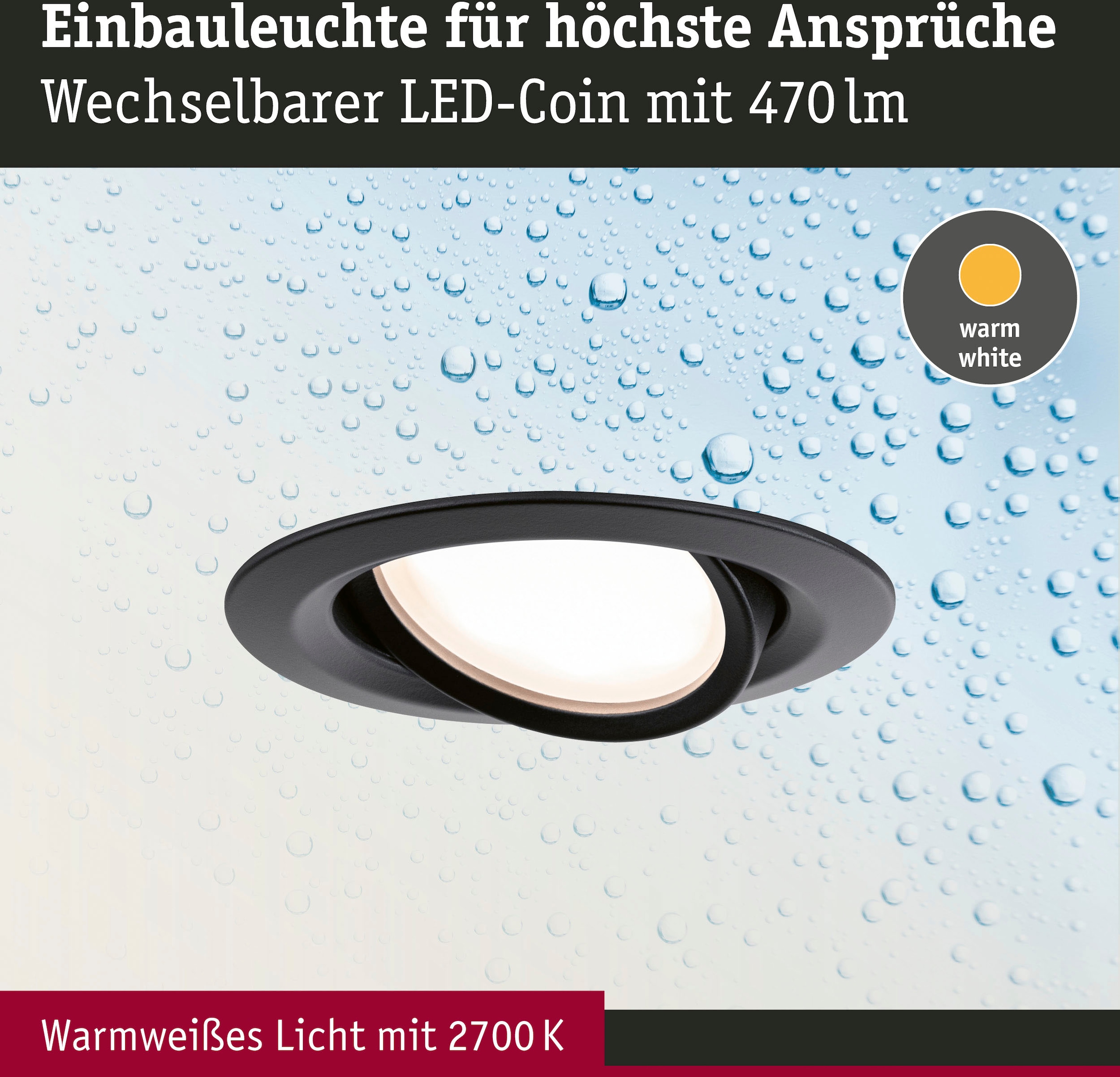 Paulmann LED bestellen flammig-flammig 470lm online 1x6W matt/Alu«, Schwarz Plus 1 »Nova 2700K Einbauleuchte