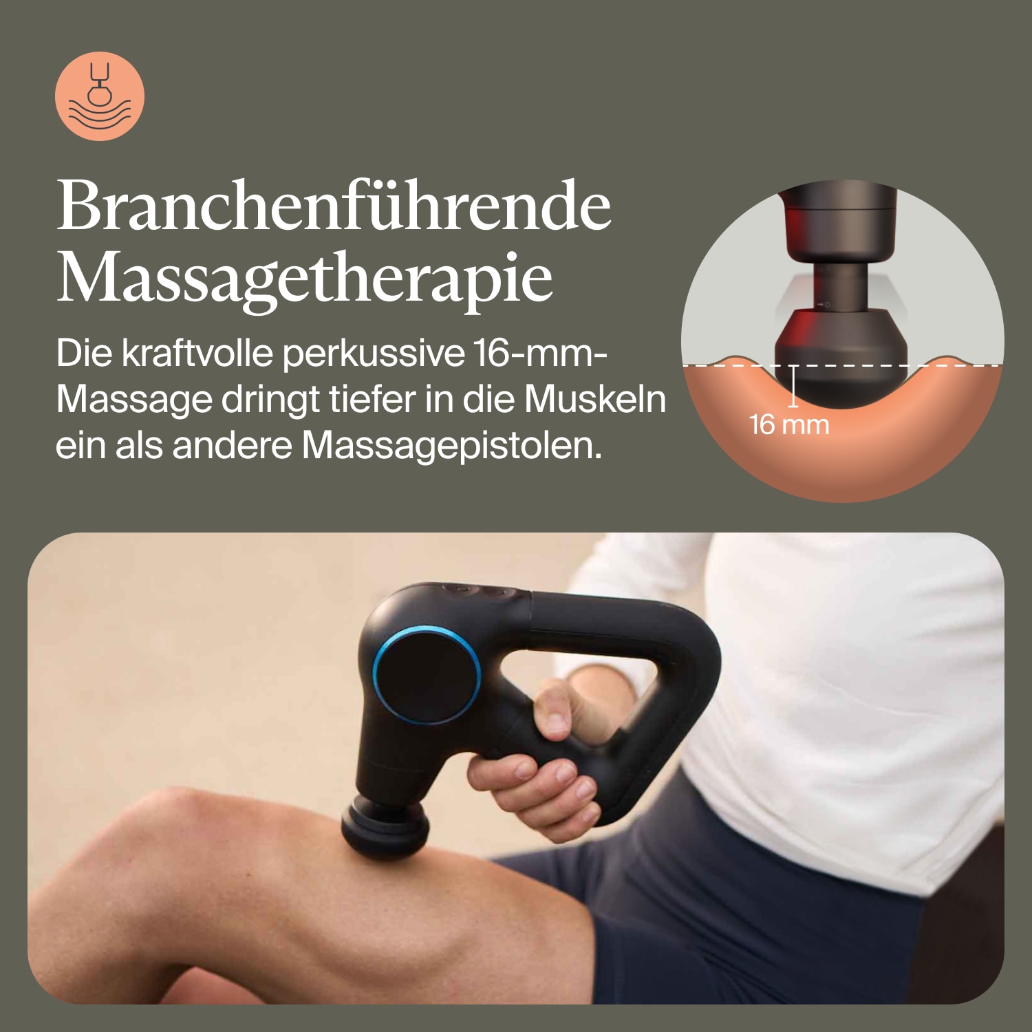 Therabody Massagepistole »Theragun Prime Plus Regeneration durch Perkussive Massage und Wärme«, wissensch. Erwiesen, 4 Aufsätze, App-Steuerung