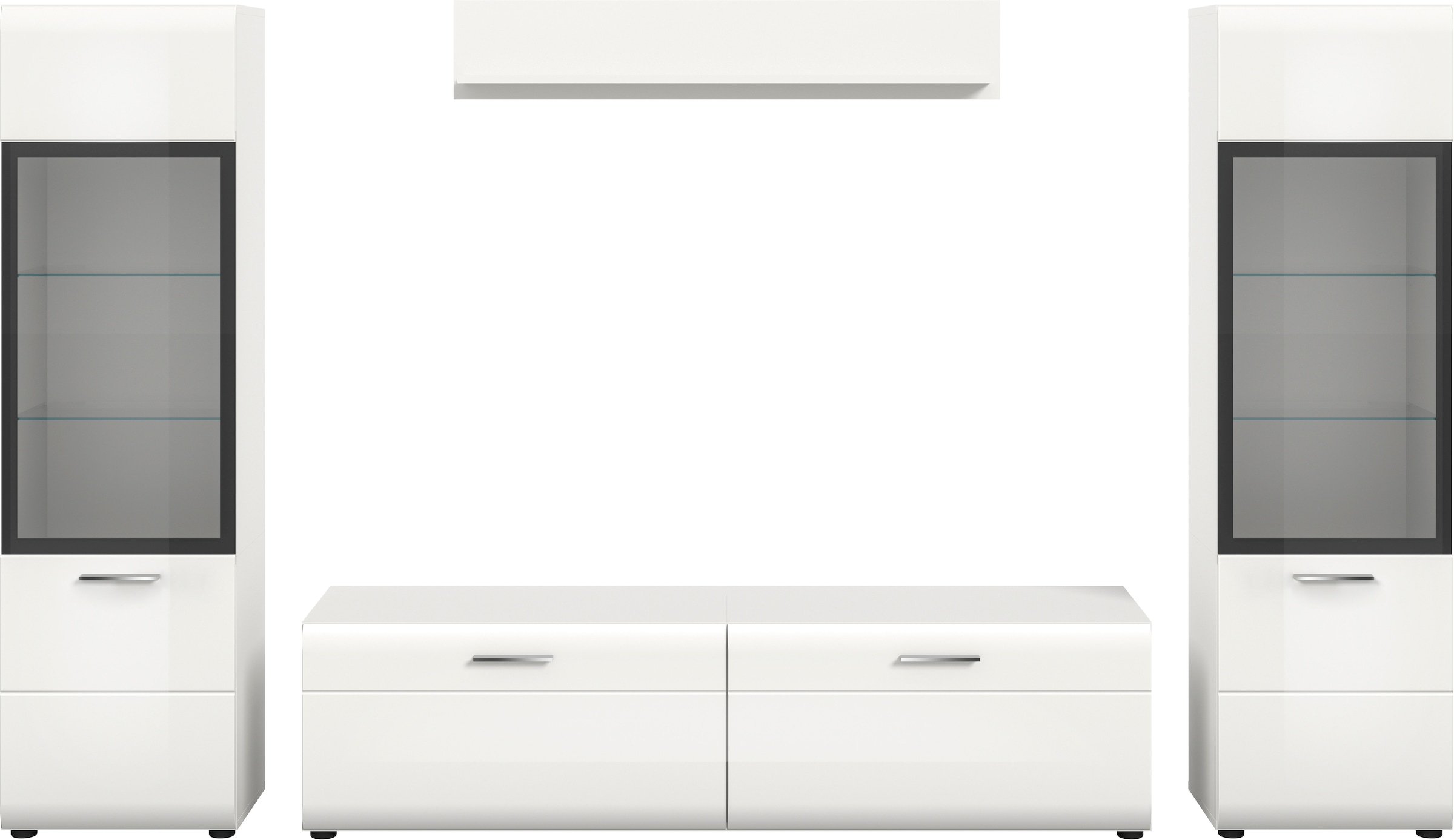 Home affaire Wohnwand »FLORENZ, 4-teilige Wohn-Kombination, hochwertige MDF-Front« Set, Set, best. aus: 2 Vitrinen, 1 Lowboard, 1 Wandboard, 4 Stk. tlg.