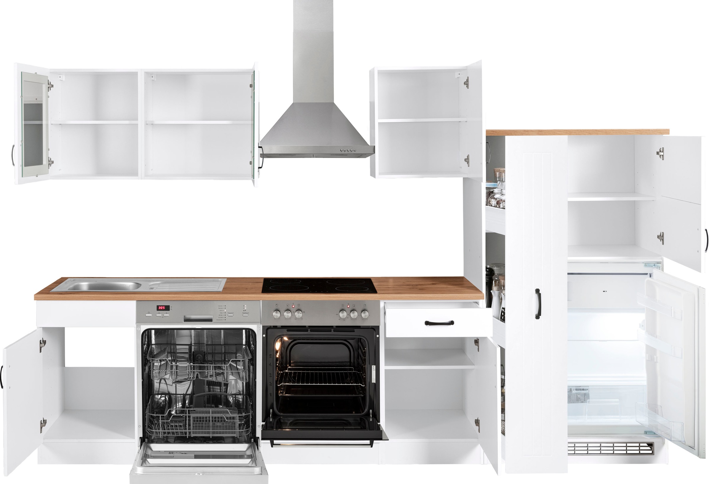 KOCHSTATION Küchenzeile »KS-Athen« mit E-Geräten, Breite 310 cm