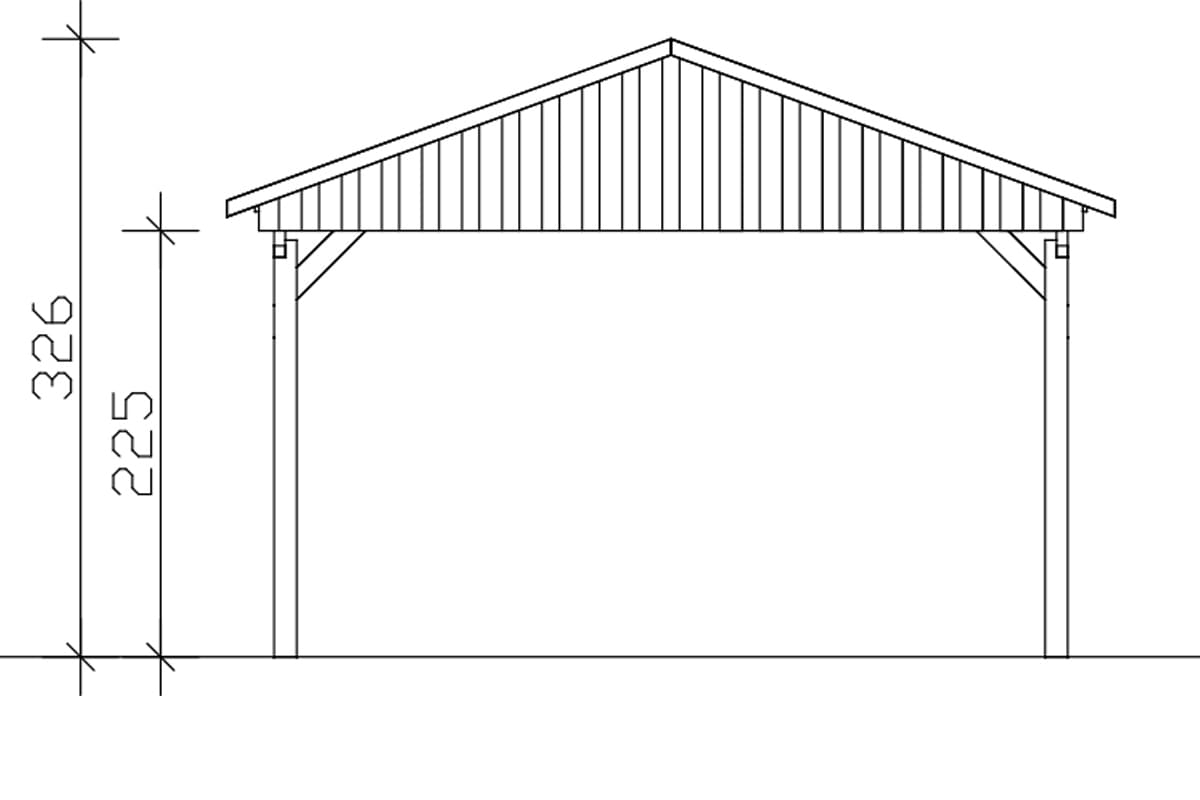 Skanholz Einzelcarport »Fichtelberg«, Leimholz-Nordisches Fichtenholz, hellbraun, mit schwarzen Schindeln