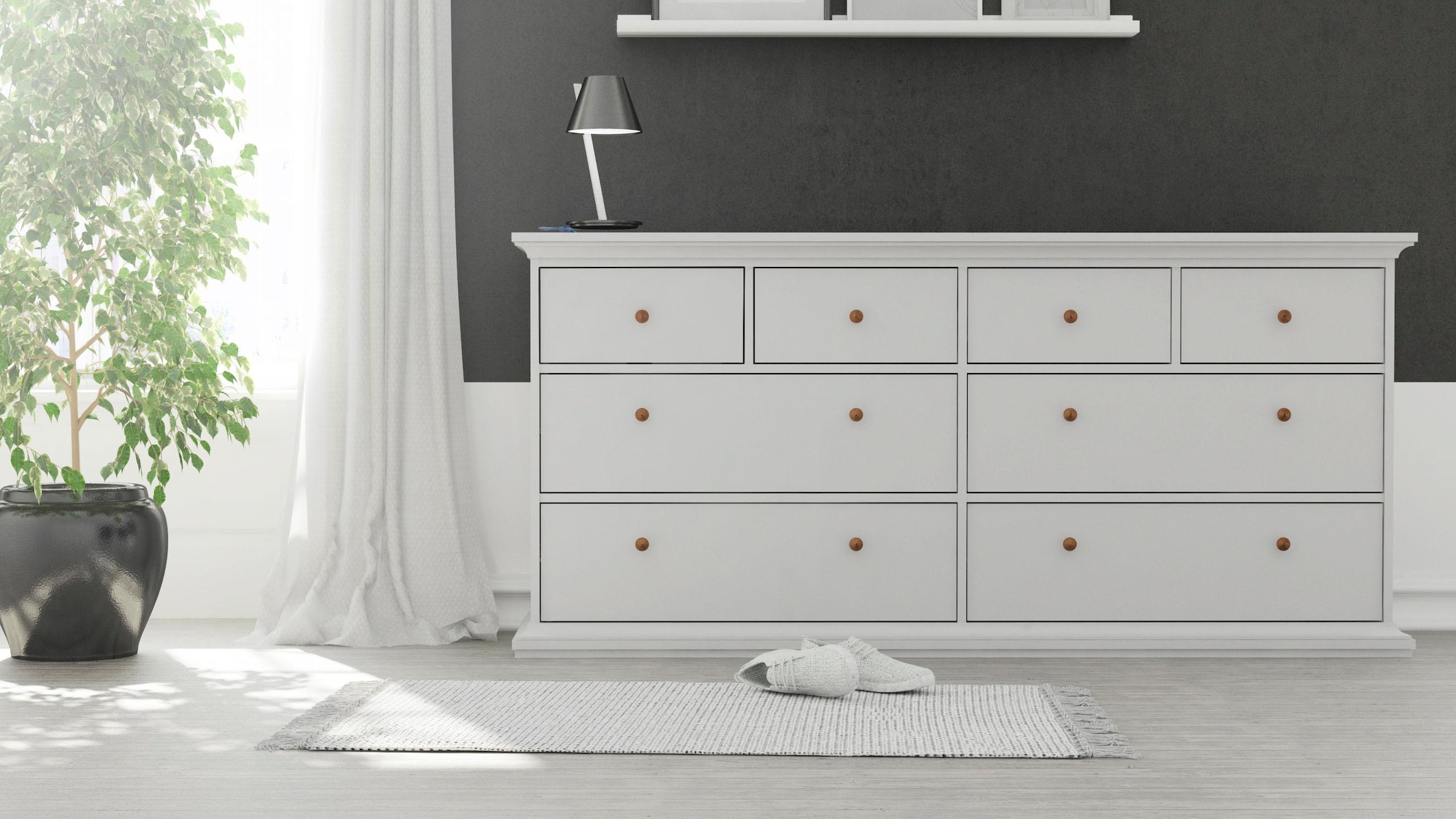 Home affaire Kommode »Paris, Aufbewahrung, Schubladenschrank, Stauraum«, mit 8 Schubladen, Breite 184 cm, Höhe 87 cm