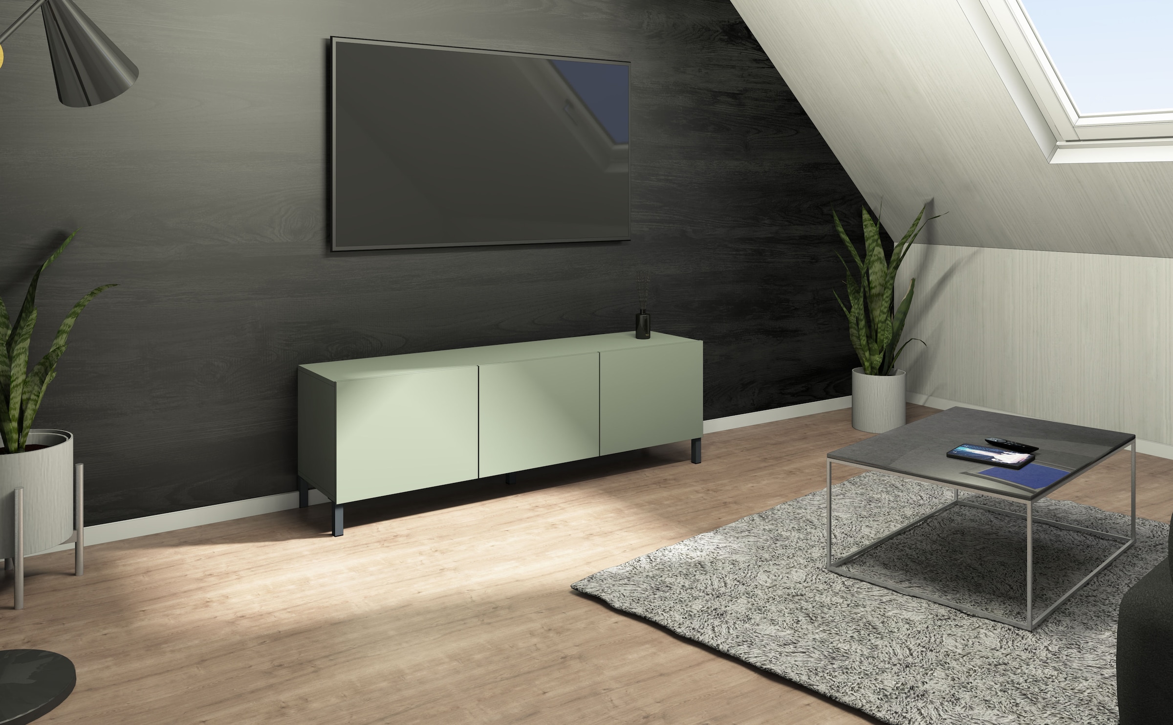 borchardt Möbel Lowboard Metallfüße, grifflose Optik