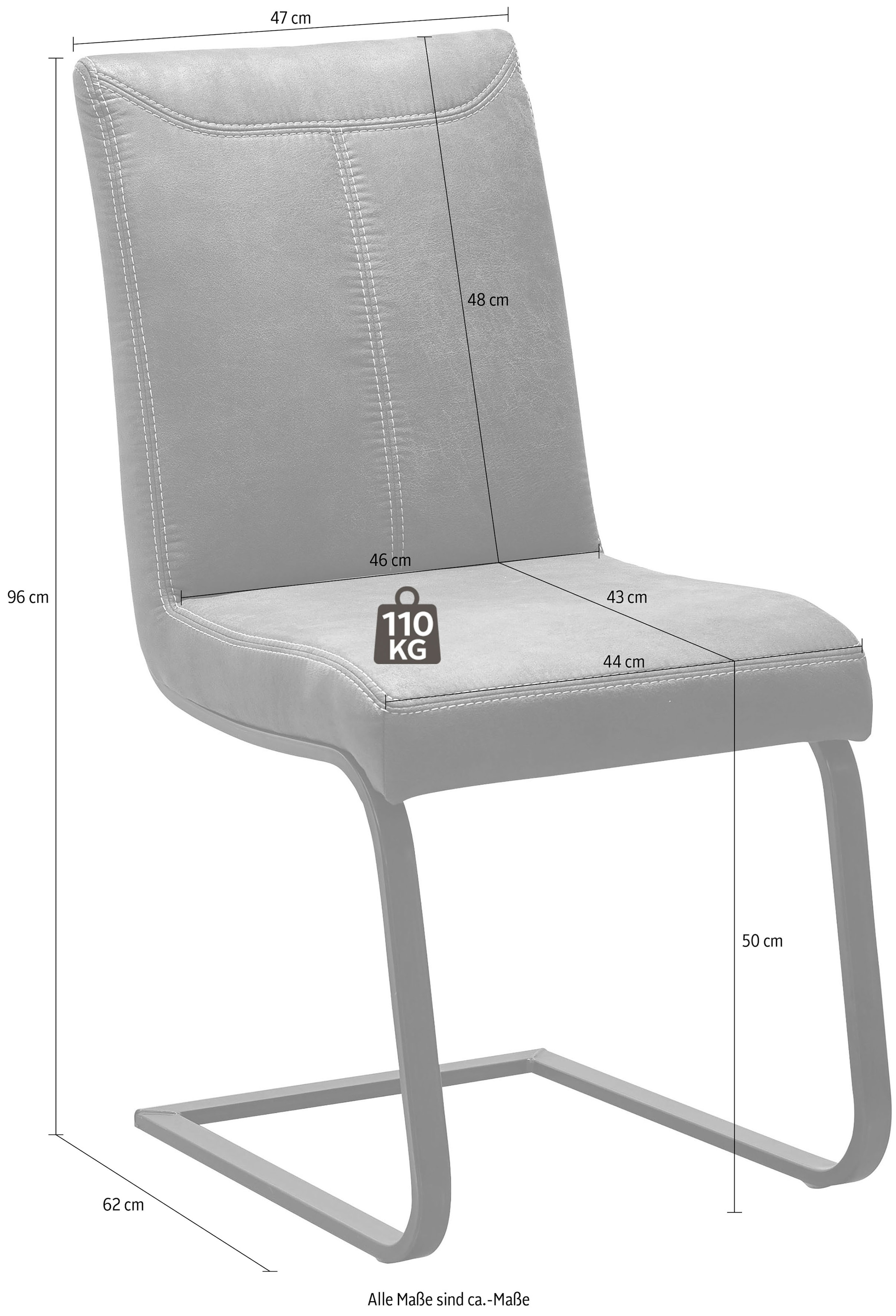 K+W Komfort & Wohnen Freischwinger "Floyd", Microfaser 760, Kontrastnaht, F günstig online kaufen