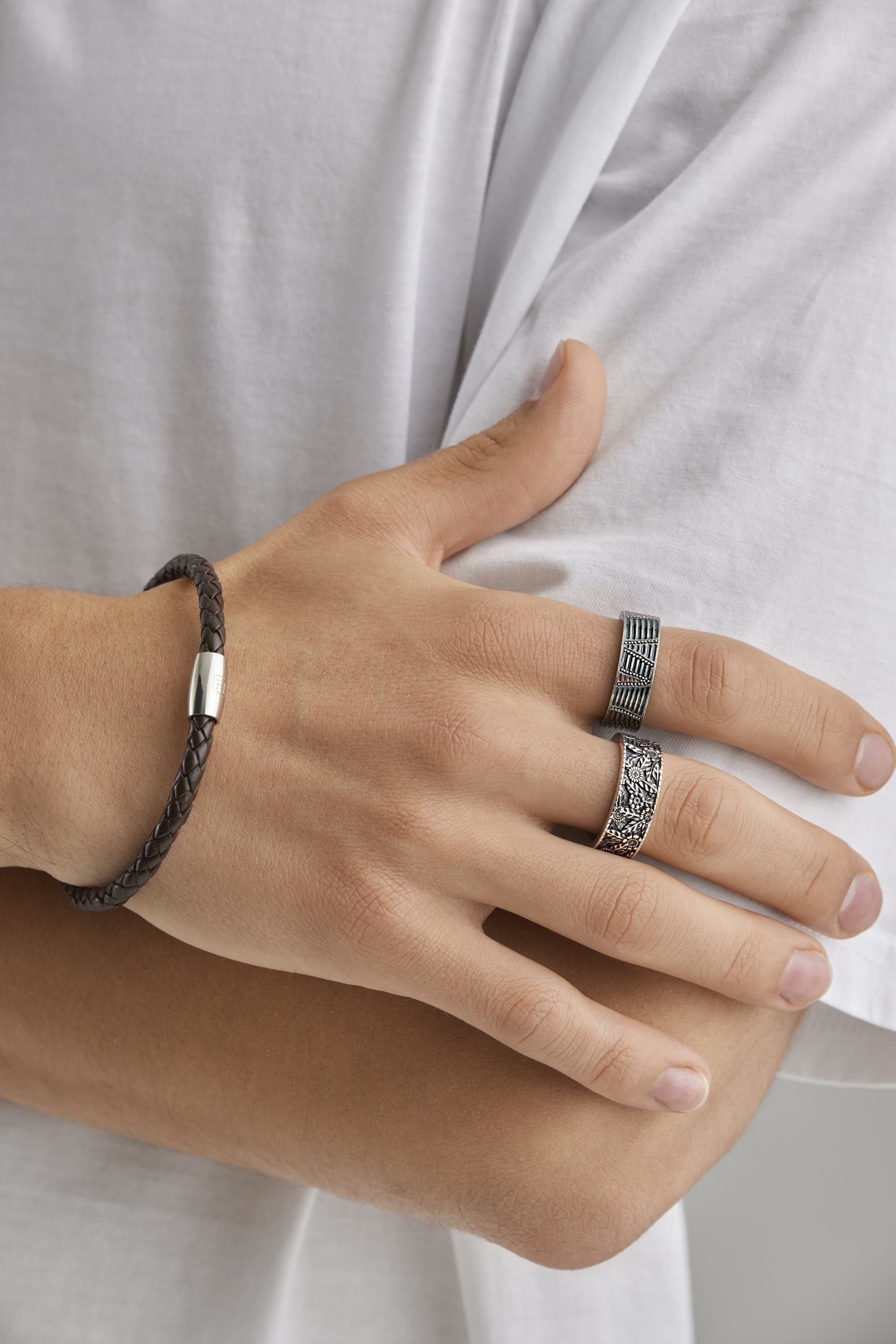 CAÏ Armband »Edelstahl Leder braun 23cm«