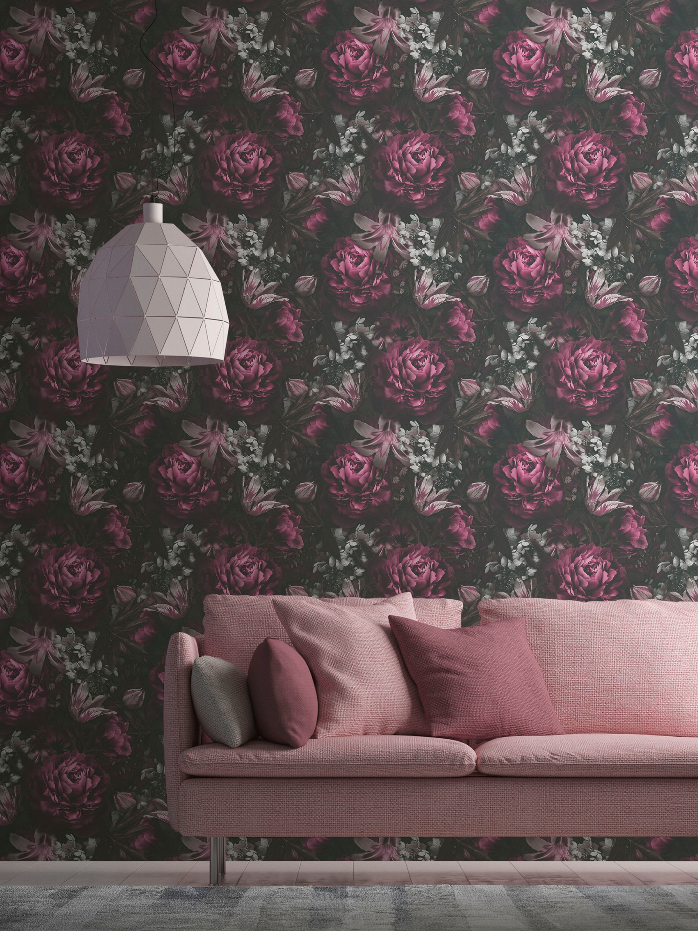 A.S. Création Vliestapete »PintWalls Rosen Floral«, matt-gemustert-neutral, Blumentapete Tapeten Wohnzimmer Schlafzimmer Küche modern Design Optik