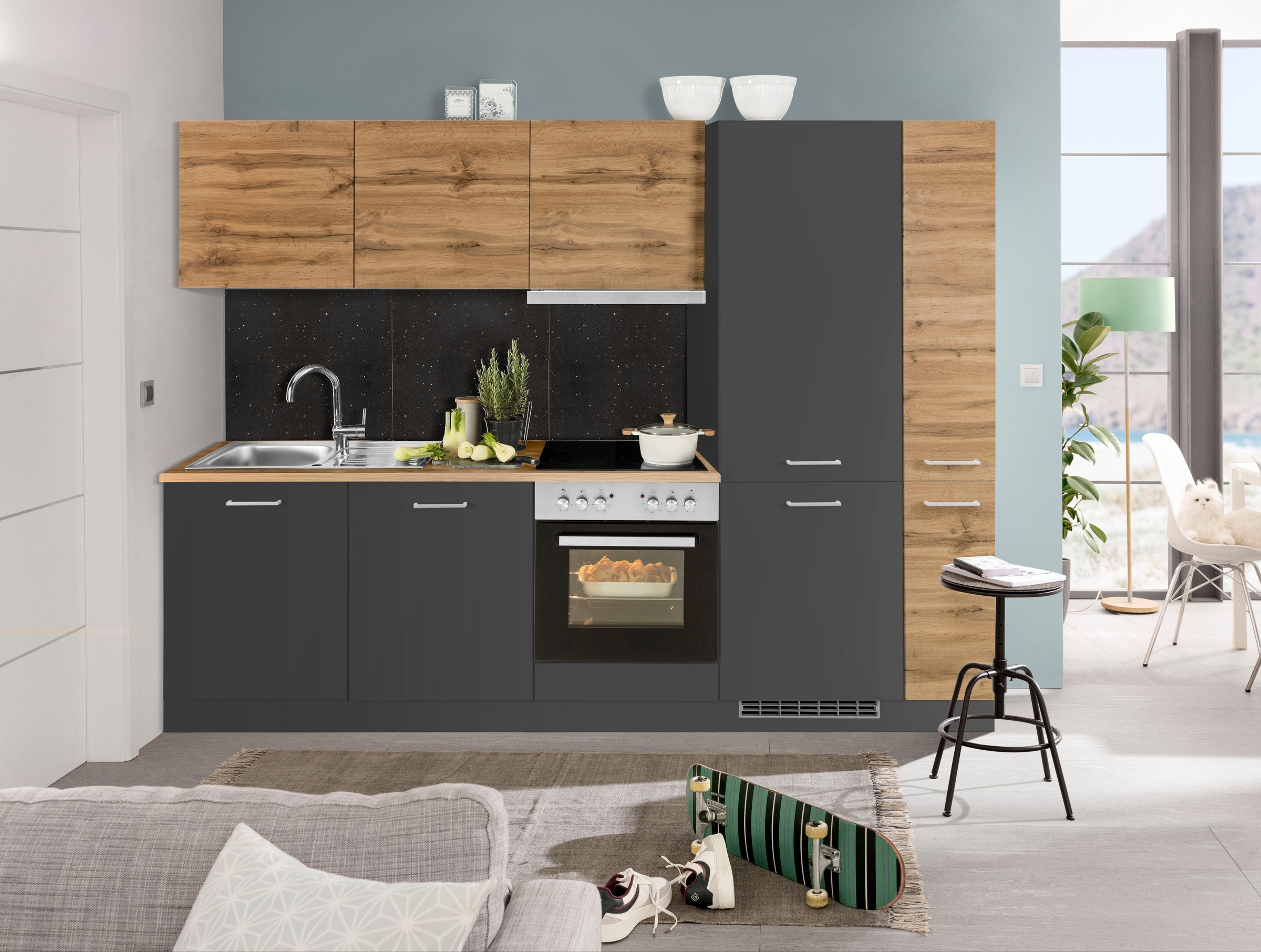 KOCHSTATION Küchenzeile "KS-Kehl", mit E-Geräten, 330cm, inkl. Kühl/Gefrier günstig online kaufen