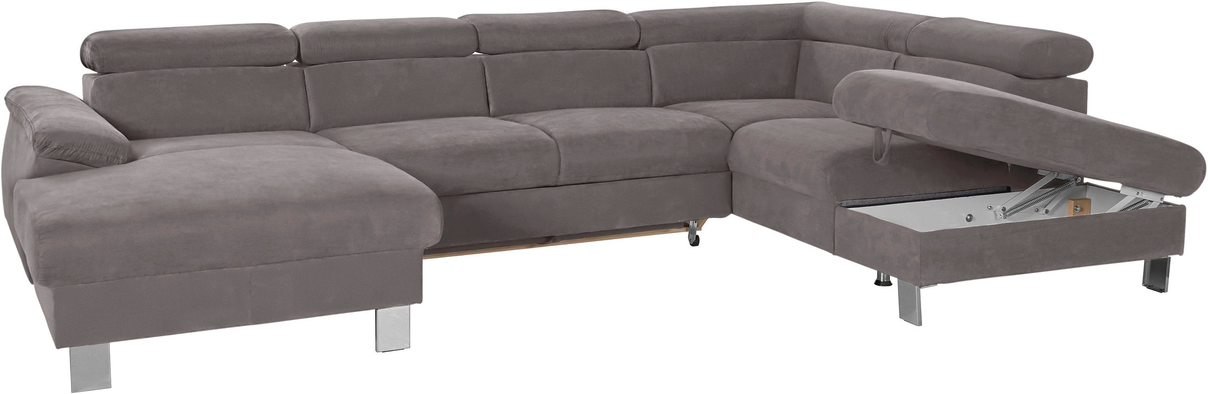 COTTA Polstergarnitur »Komaris U-Form«, (Set), Set bestehend aus: Wohnlandschaft mit Kopfteilverstellung & Hocker