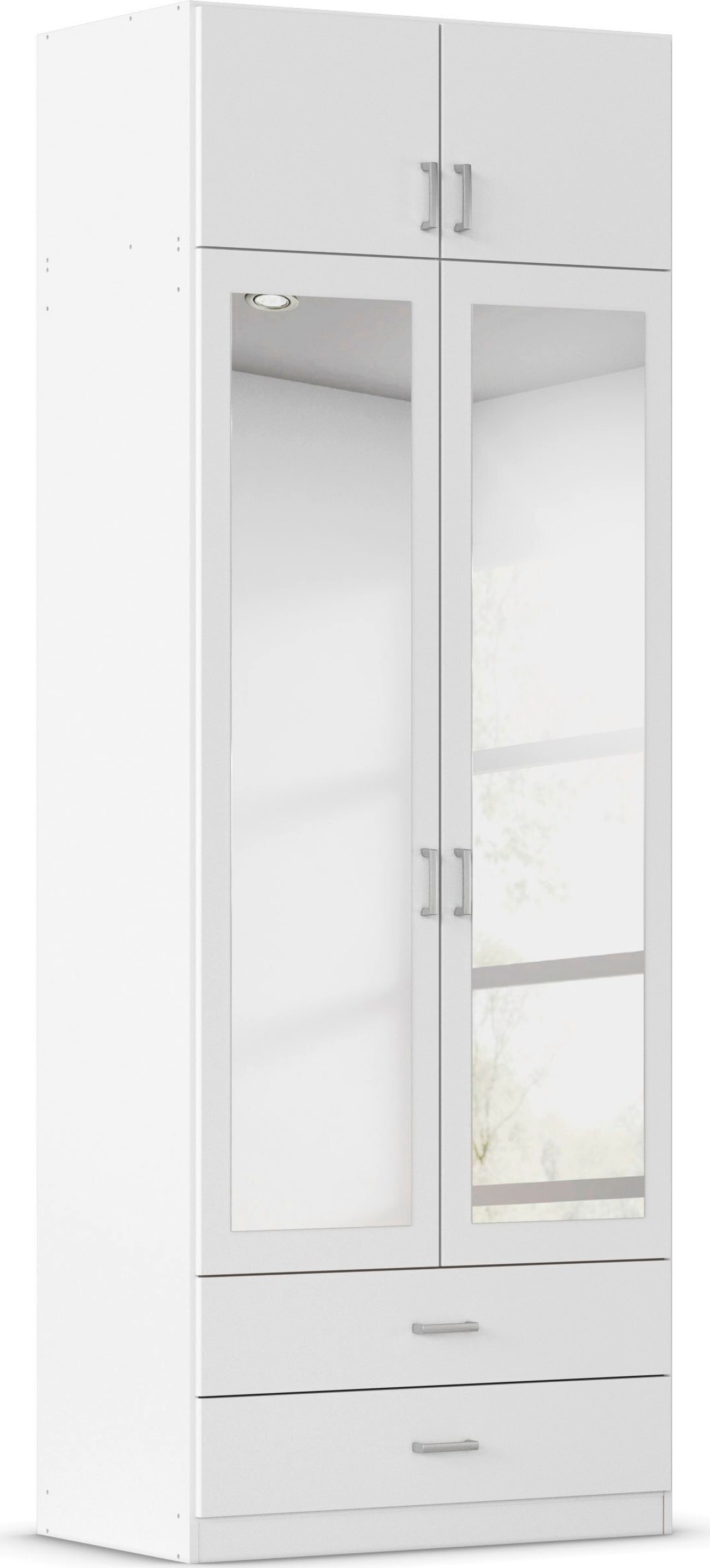 rauch Kleiderschrank »Schrank Garderobe Wäscheschrank GAMMA in 4 Breiten 91-226 cm« 3 verschiedene Ausstattungen BASIC/CLASSIC/PREMIUM (inkl. SOFT-CLOSE),  mit Schubladen und Schrankaufsatz sowie Spiegel MADE IN GERMANY