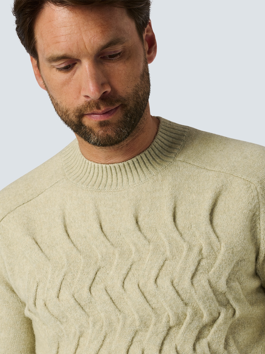 NO EXCESS Rundhalspullover »No Excess Jacquard-Pullover mit Wolle«