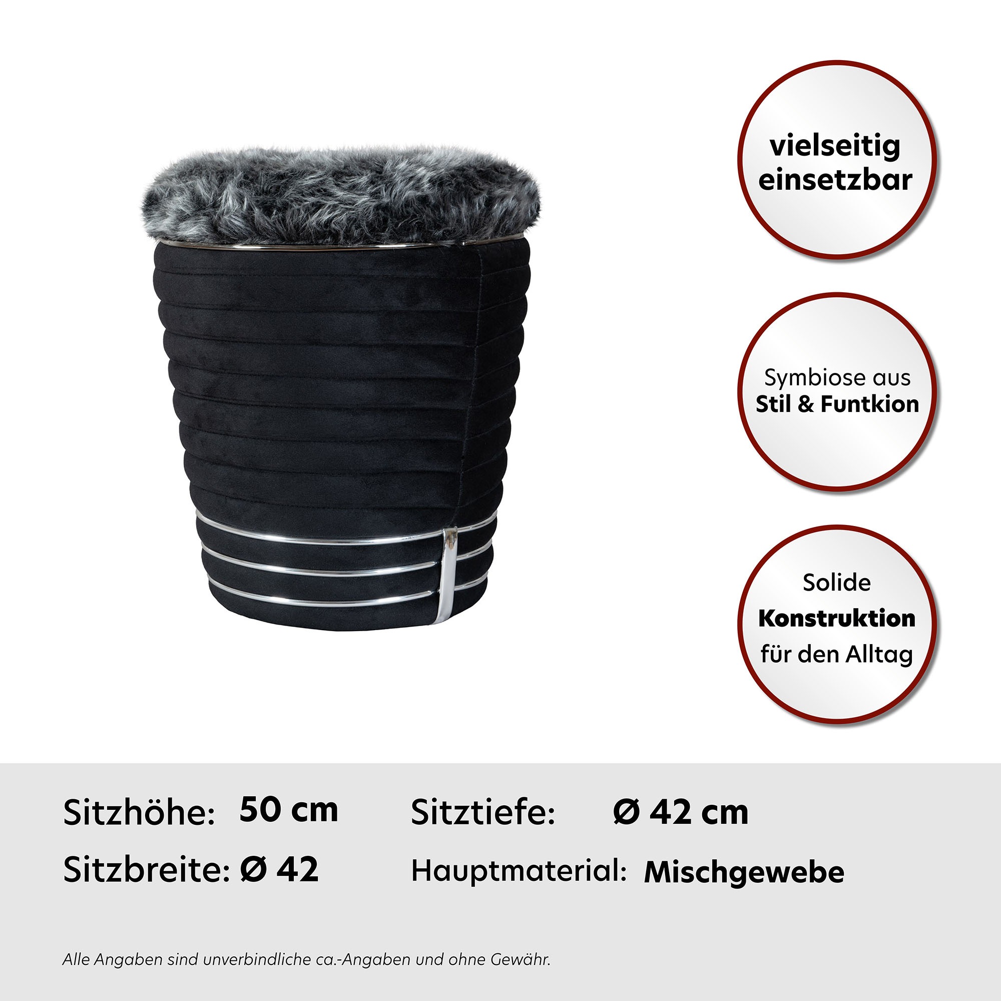Kayoom Sitzhocker »Hocker Doric, trendiger Look, ästhetische Farbgebung, schöne Steppung«, (1 St.), komfortabel, hochqualitativ, pflegeleicht, hochwertige Materialien