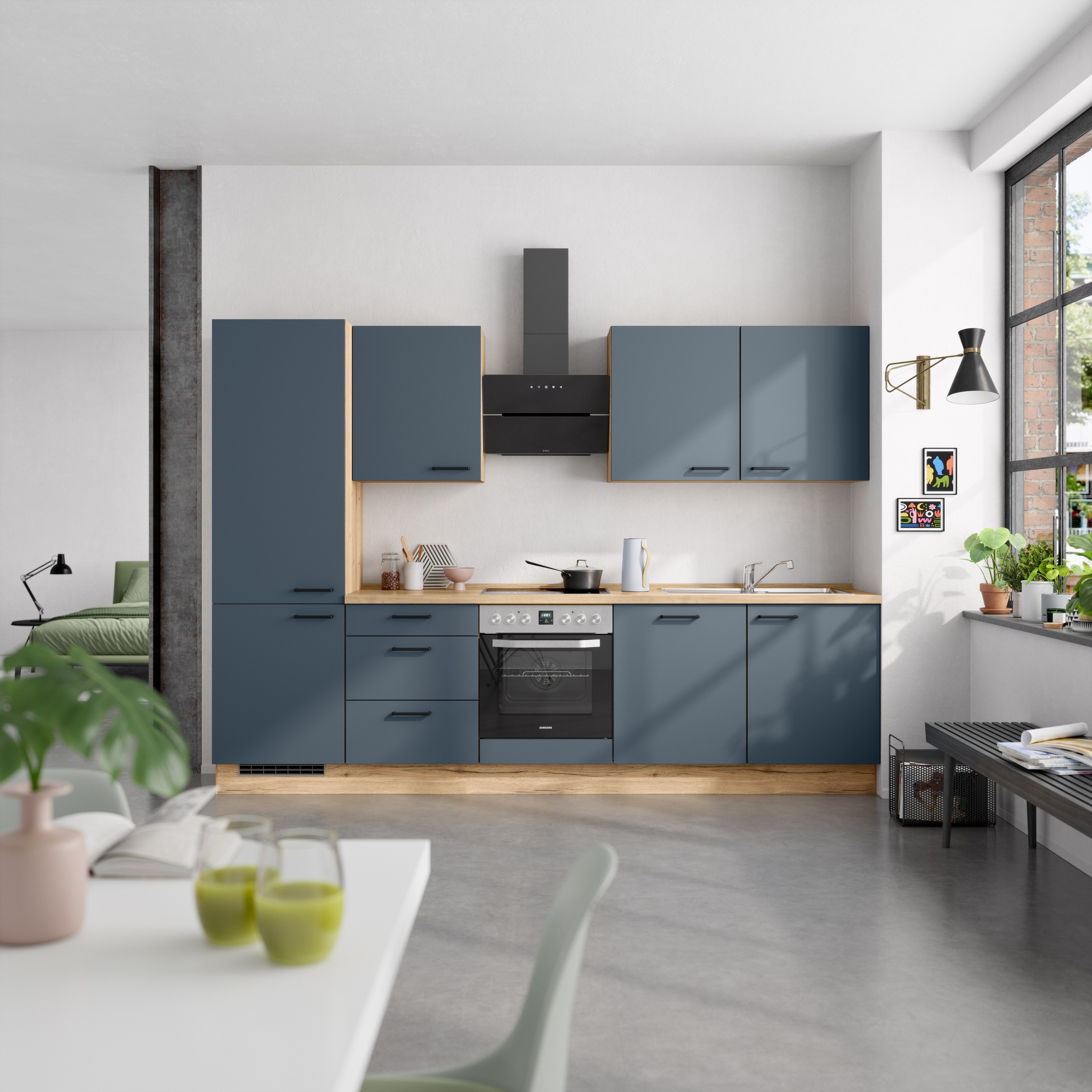 nobilia® Küchenzeile »"Easytouch II"«, vormontiert, Ausrichtung wählbar, Breite 300 cm, wahlw. mit E-Geräten