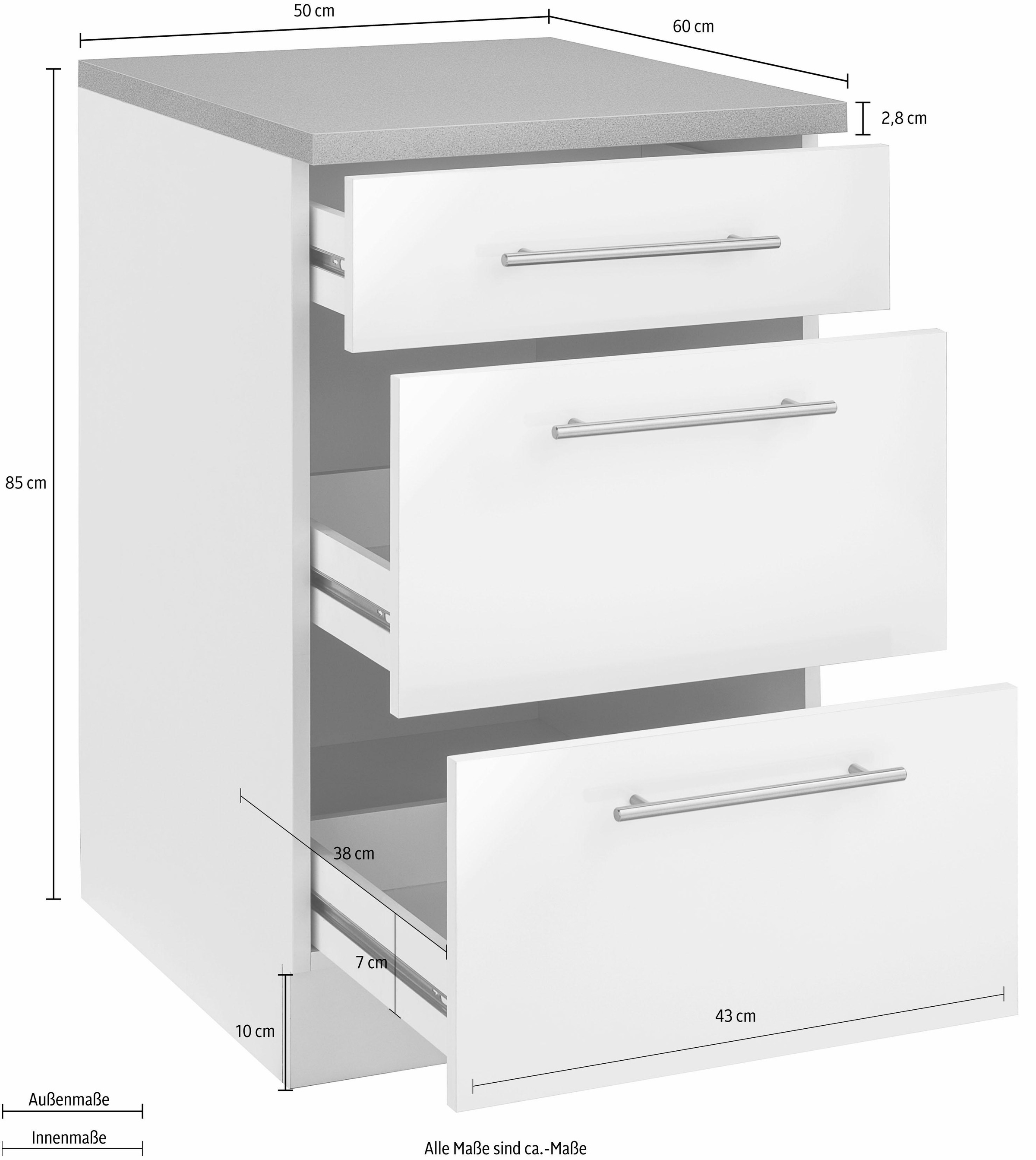 wiho Küchen großen Unterschrank Auszügen bestellen Rechnung mit »Cali«, 50 auf 2 breit, cm