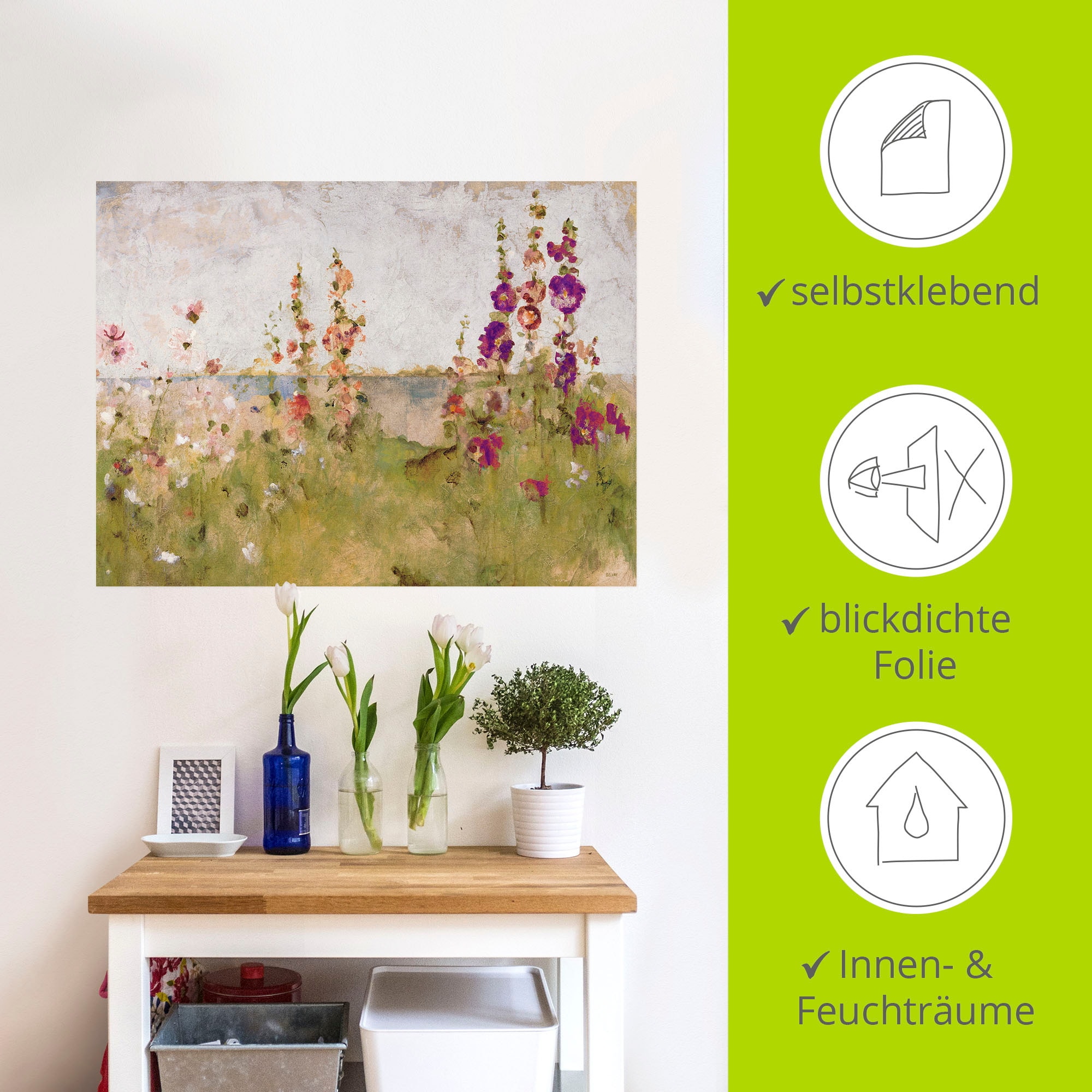 Artland Wandbild »Stockrosen am Meer«, Blumen, (1 St.), als Leinwandbild, Poster, Wandaufkleber in verschied. Größen