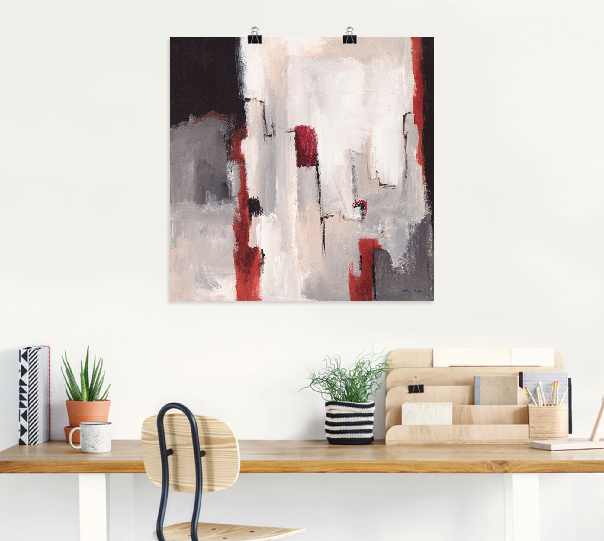 Artland Wandbild »Rot an Grau II«, Gegenstandslos, (1 St.), als Leinwandbild, Poster in verschied. Größen