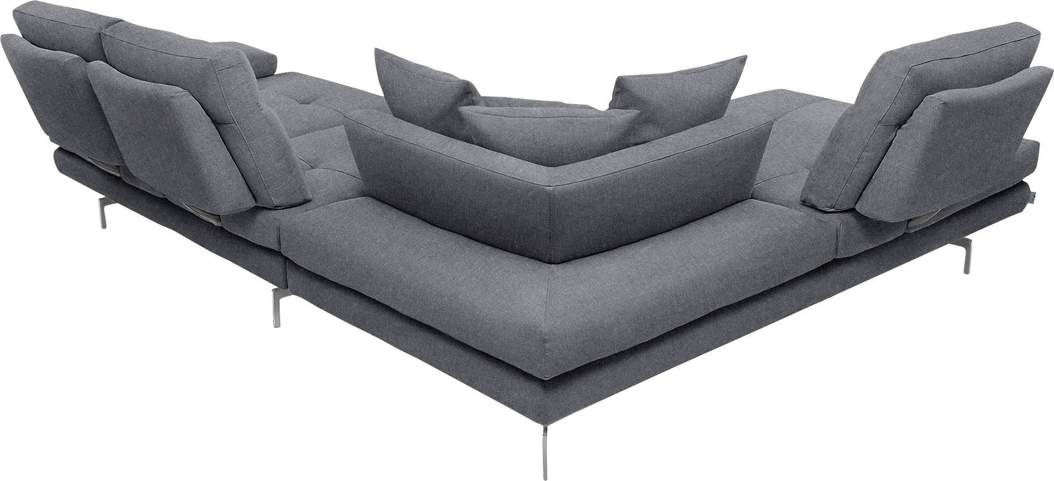 CALIA ITALIA Ecksofa »Toby Wing, L-Form, Designsofa mit sensationellem Sitzkomfort« Sitztiefenverstell.,wahlw. mit Kissen-Set, Füße chrom glänzend