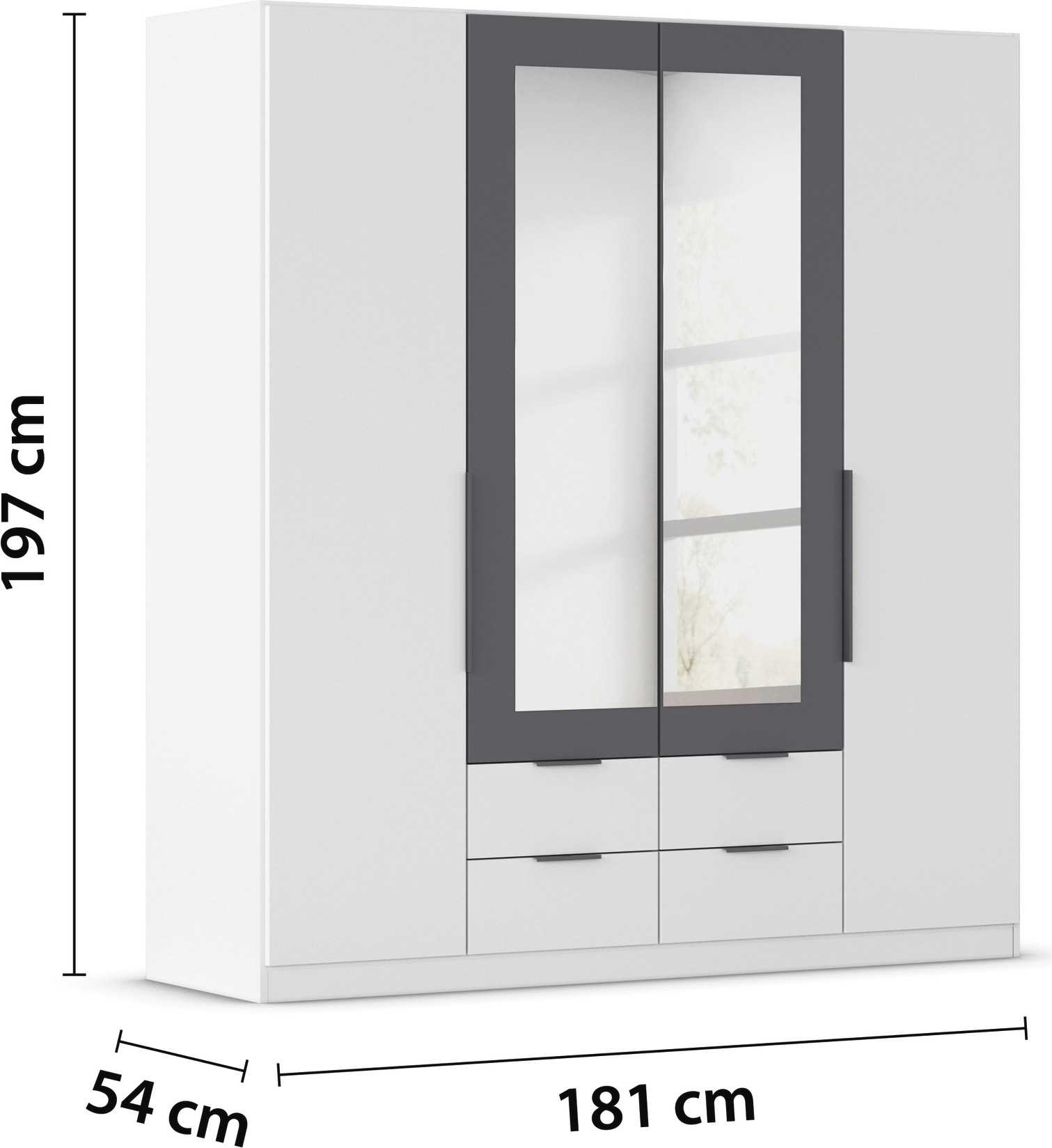rauch Drehtürenschrank »Kleiderschrank Schrank Garderobe KREFELD optional mit Spiegel«, mit 3 Griff-Varianten, inkl. praktischen Schubladen MADE IN GERMANY