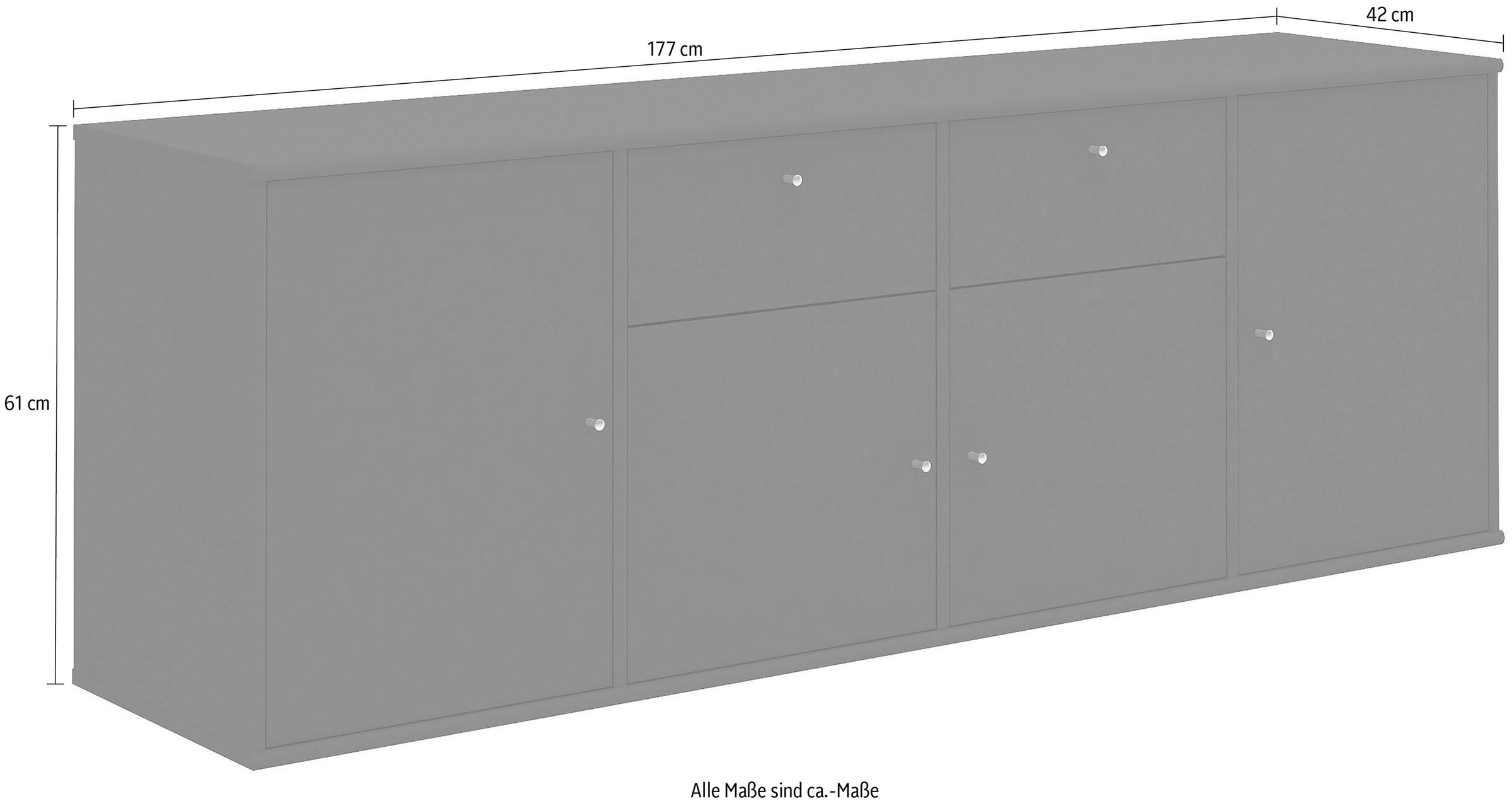 Hammel Furniture Sideboard »Mistral, Hochwertig Schrank, hängend/stehend montierbar«, mit Türen und Schubladen, B: 177 cm, anpassungsbar Designmöbel
