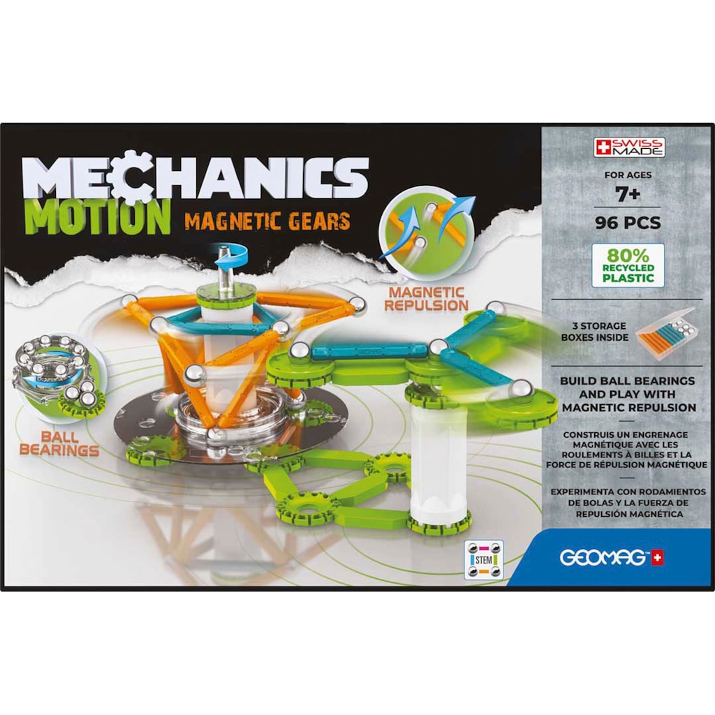 Geomag™ Magnetspielbausteine »GEOMAG™ Mechanics Motion, Recycled Magnetic Gears«, (96 St.), aus recyceltem Material