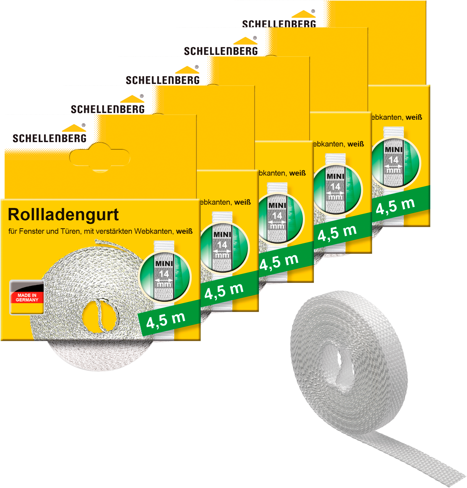 SCHELLENBERG Rollladengurt »Mini 14 mm, 4,5 m, zur Bedienung eines Rollladens mit Gurtwickler«, Gurtband in unterschiedlichen Farben erhältlich