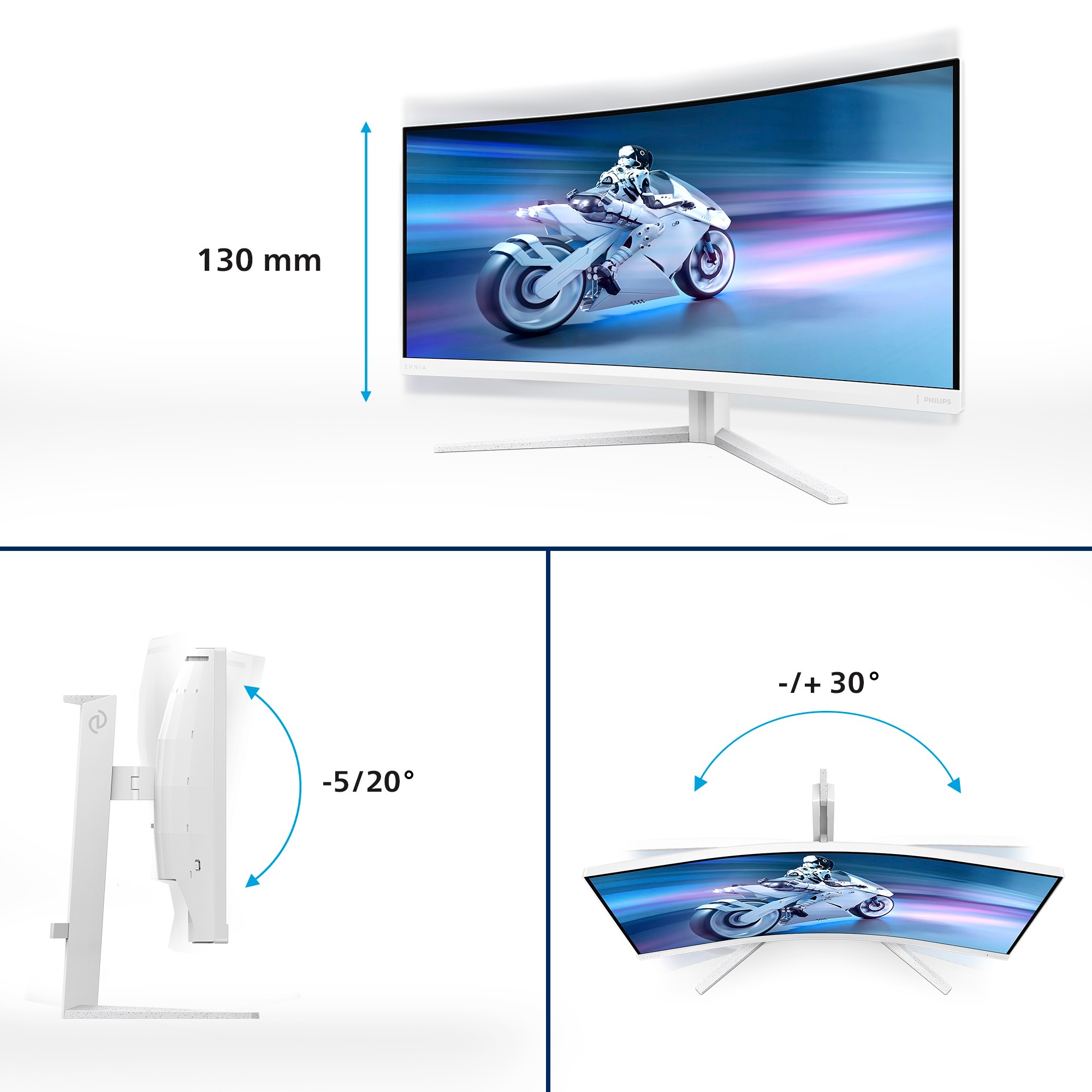 Philips Curved-Gaming-LED-Monitor »34M2C5501A«, 86,4 cm/34 Zoll, 3440 x 1440 px, WQHD, 0,5 ms Reaktionszeit, 180 Hz, Höhe, Drehung, Neigung