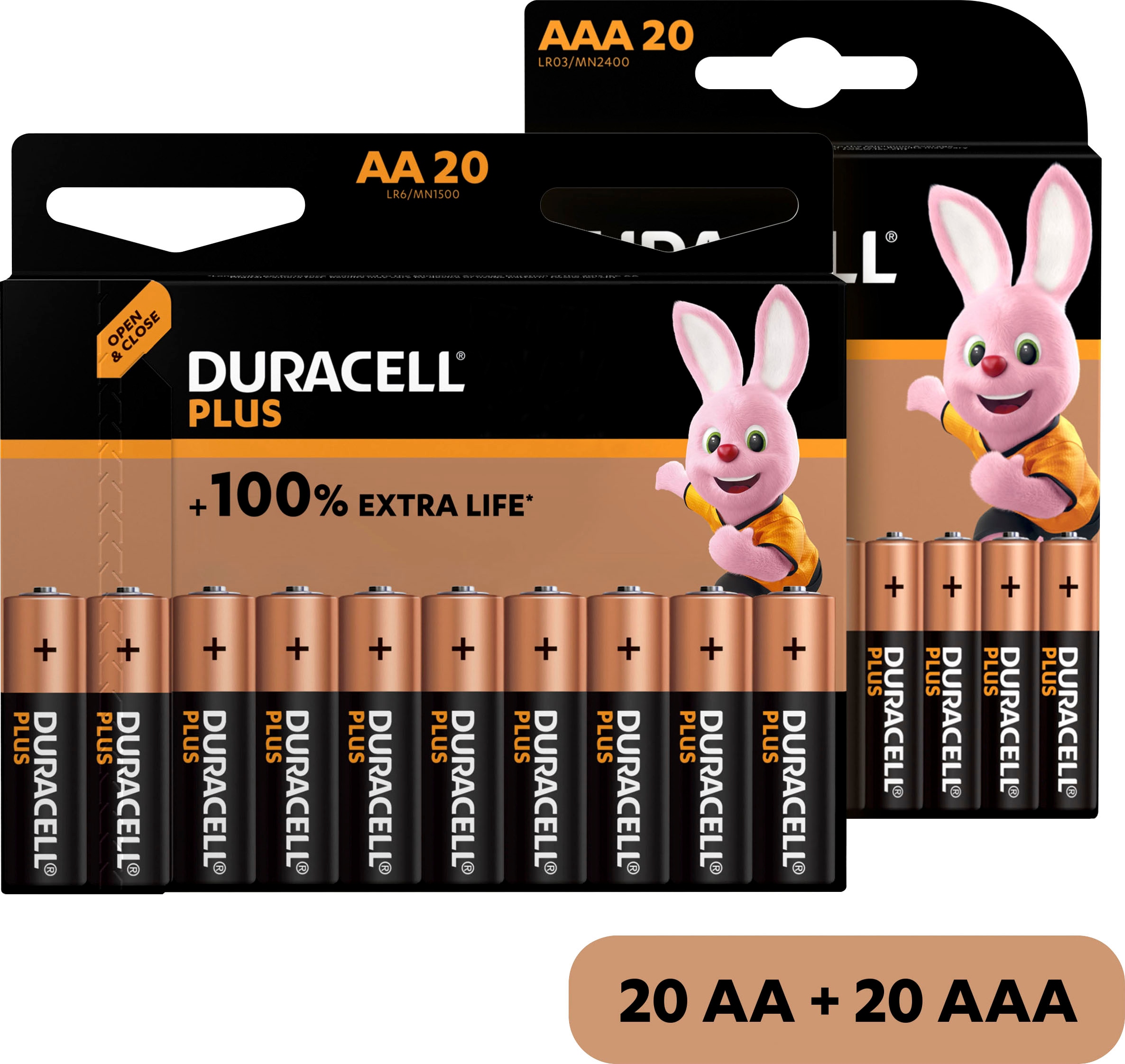 Batterie »20+ 20 Pack: 20x Mignon/AA/LR06 + 20x Micro/AAA/LR03«, LR03, 1,5 V,...