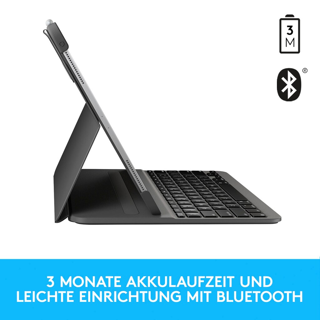 Logitech Apple-Tastatur »Slim Folio Pro for iPad Pro 12.9-inch (3rd and 4th gen)«, (Schutzhülle-Magnetverschluss-iOS Sondertasten)