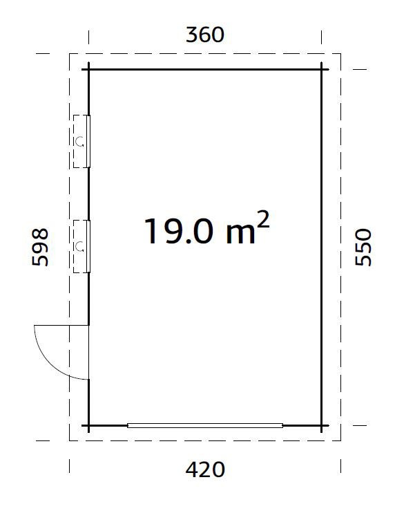 Palmako Garage »Rasmus«, BxTxH: 420x598x253 cm, ohne Tor, naturbelassen