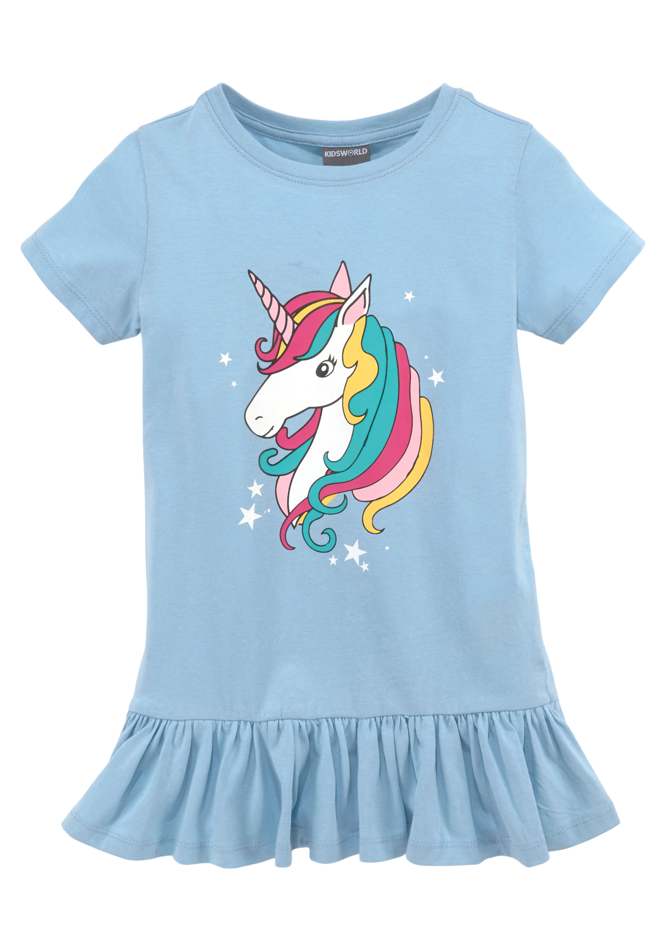 KIDSWORLD Shirt & Leggings »EINHORN«, mit Rüschen und Einhorndruck für kleine Mädchen