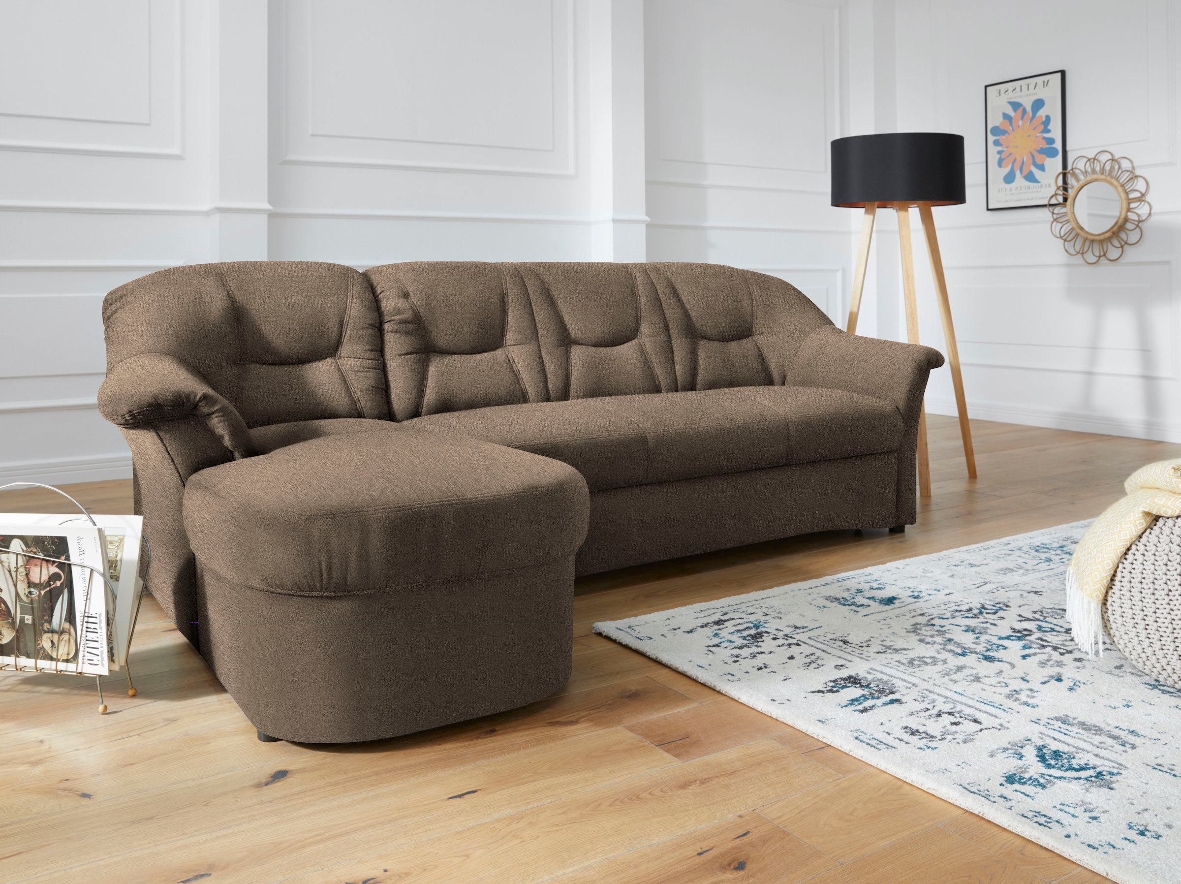 DOMO collection Ecksofa »Sarafina zeitlos und komfortabel, optional mit Federkern, L-Form«, wahlweise mit Bettfunktion