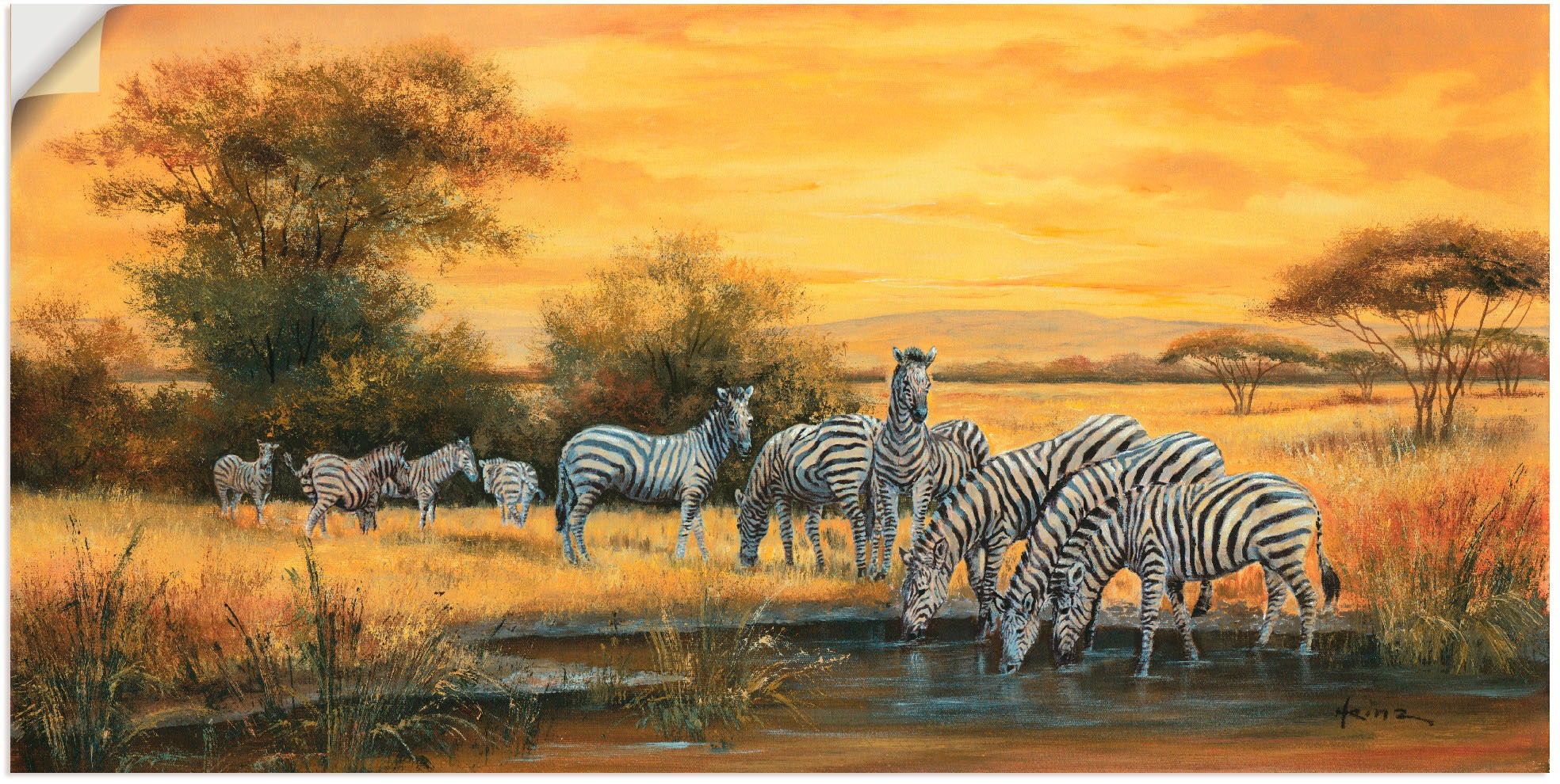 Artland Wandbild »Zebras in der Steppe«, Wildtiere, (1 St.), als Alubild,  Leinwandbild, Wandaufkleber oder Poster in versch. Größen auf Rechnung  kaufen