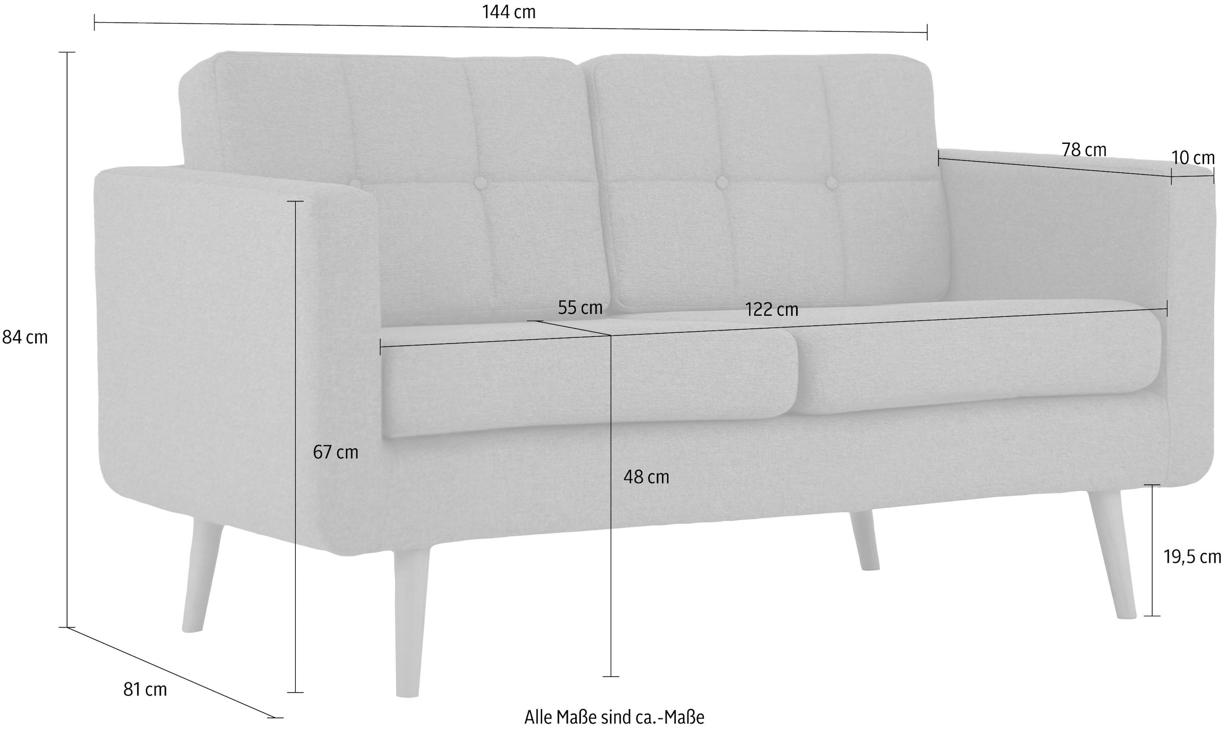 Home affaire 2-Sitzer »Brest« mit Knopfheftung und Steppung im Rücken, geradliniges Design