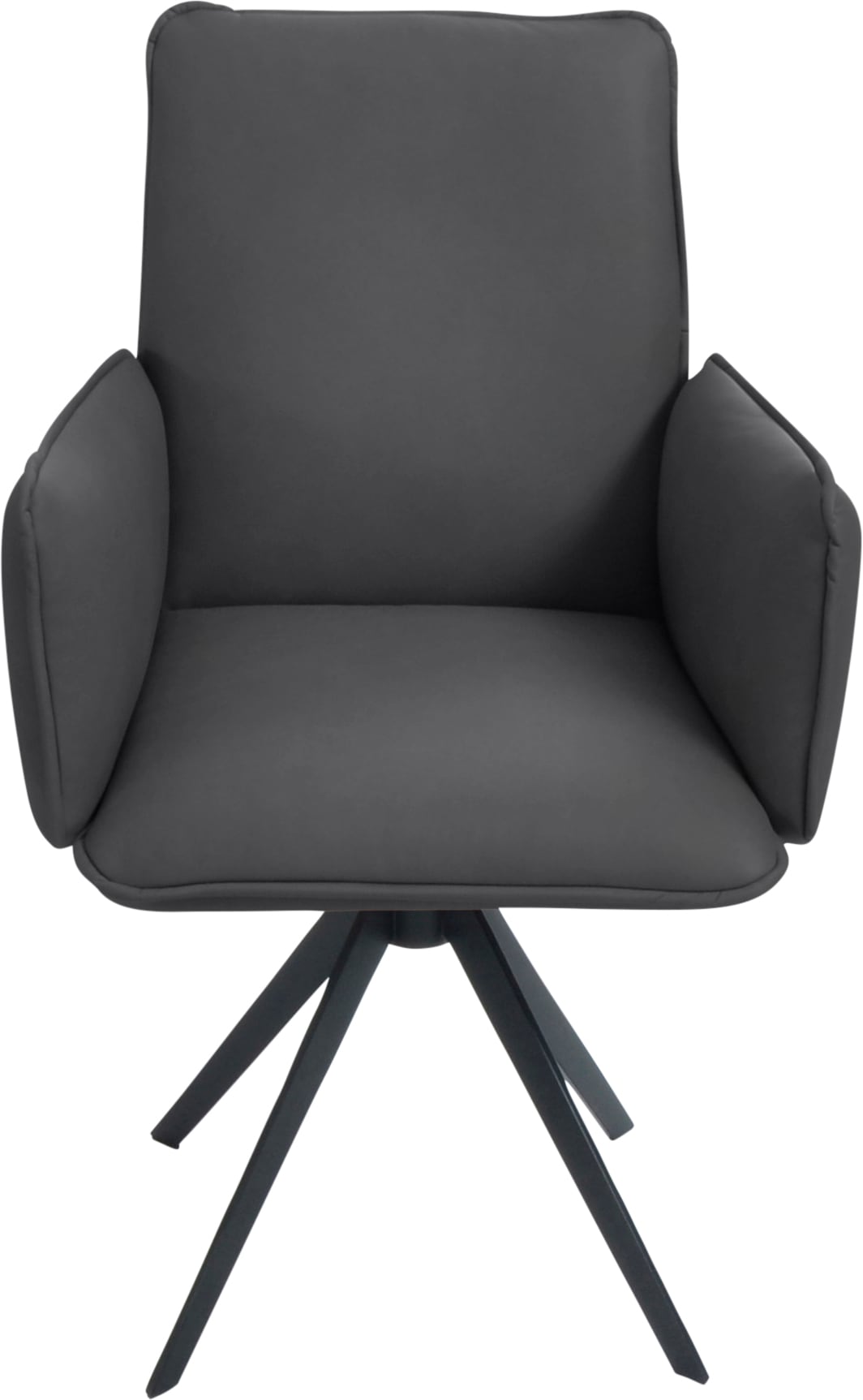 K+W Komfort & Wohnen Drehstuhl, Leder, Blitzdrehkreuz und Rückholfunktion, dekorativer 12mm Biese